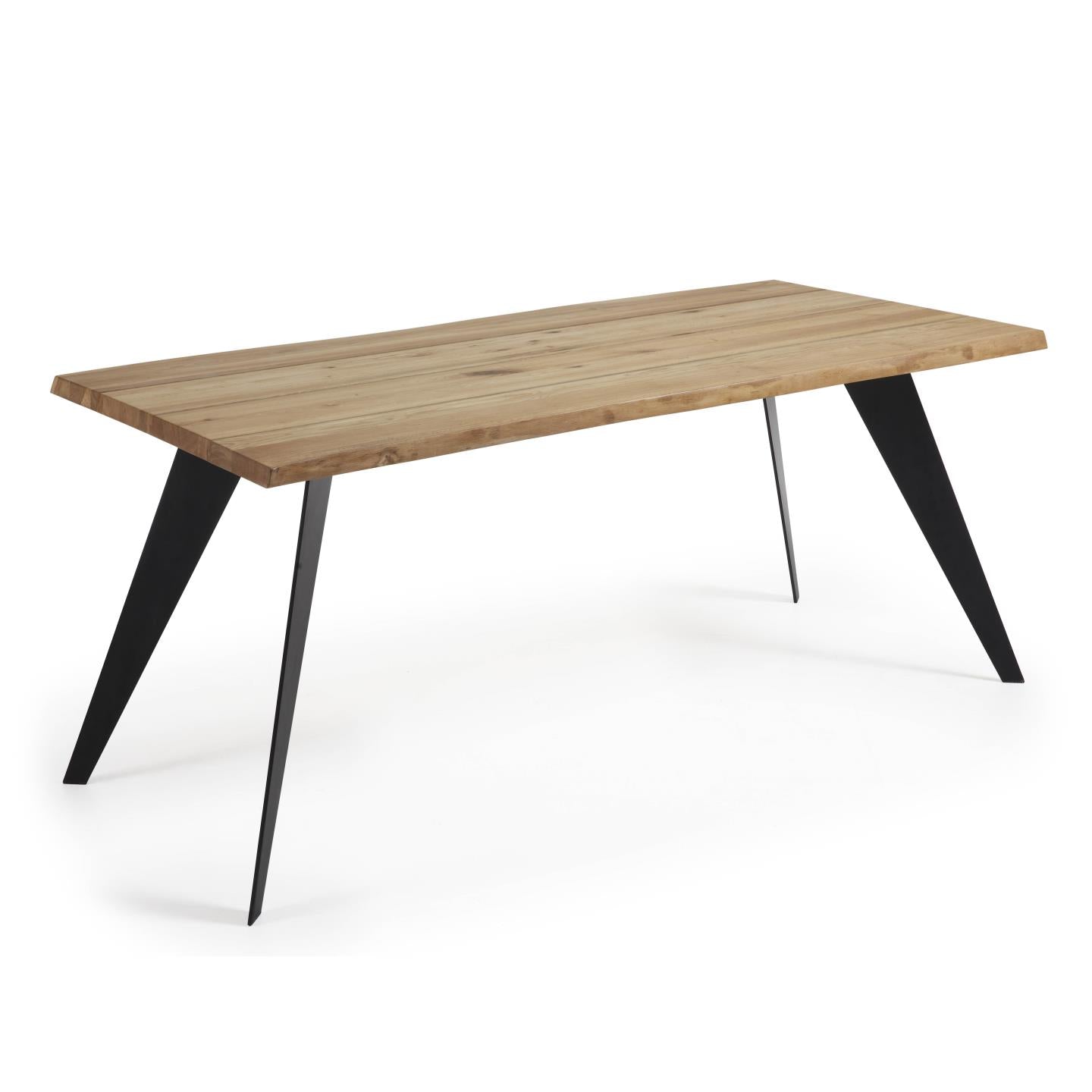 Koda oak veneer table with natural finish and steel legs with black finish 180 x 100 cm - Product Image