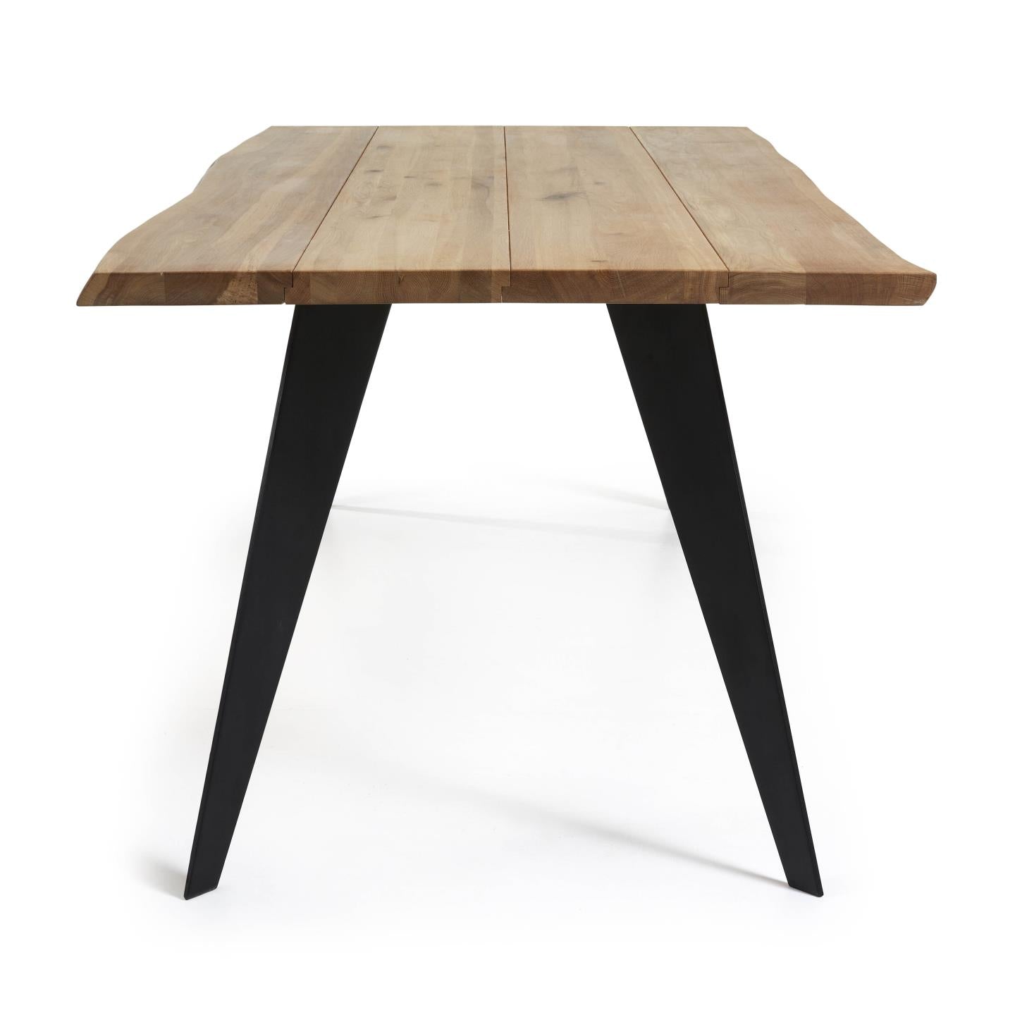 Koda oak veneer table with natural finish and steel legs with black finish 180 x 100 cm - Product Image