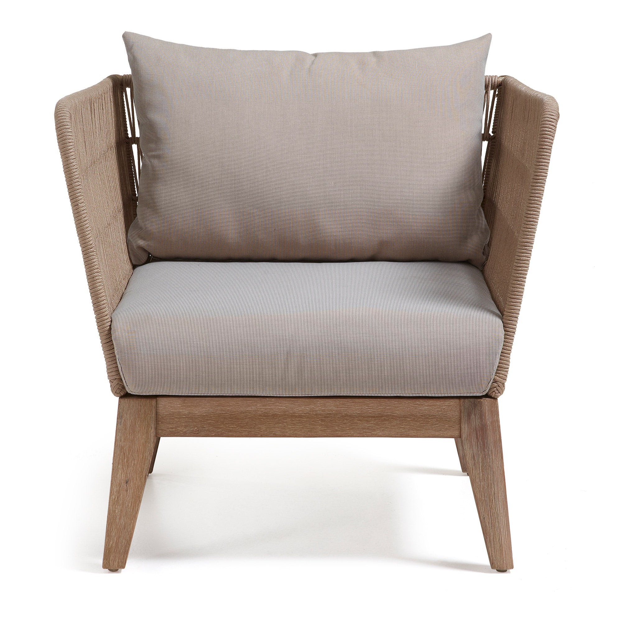 Belleny armchair in beige cord and solid acacia wood, FSC 100% - Product Image