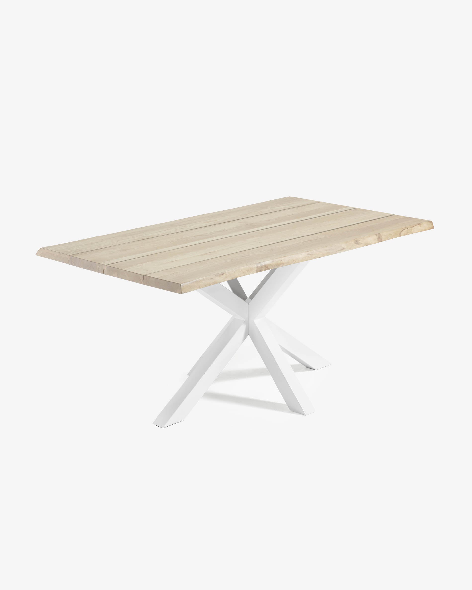 Argo oak veneer table with a whitewashed finish and white steel legs, 200 x 100 cm - Product View
