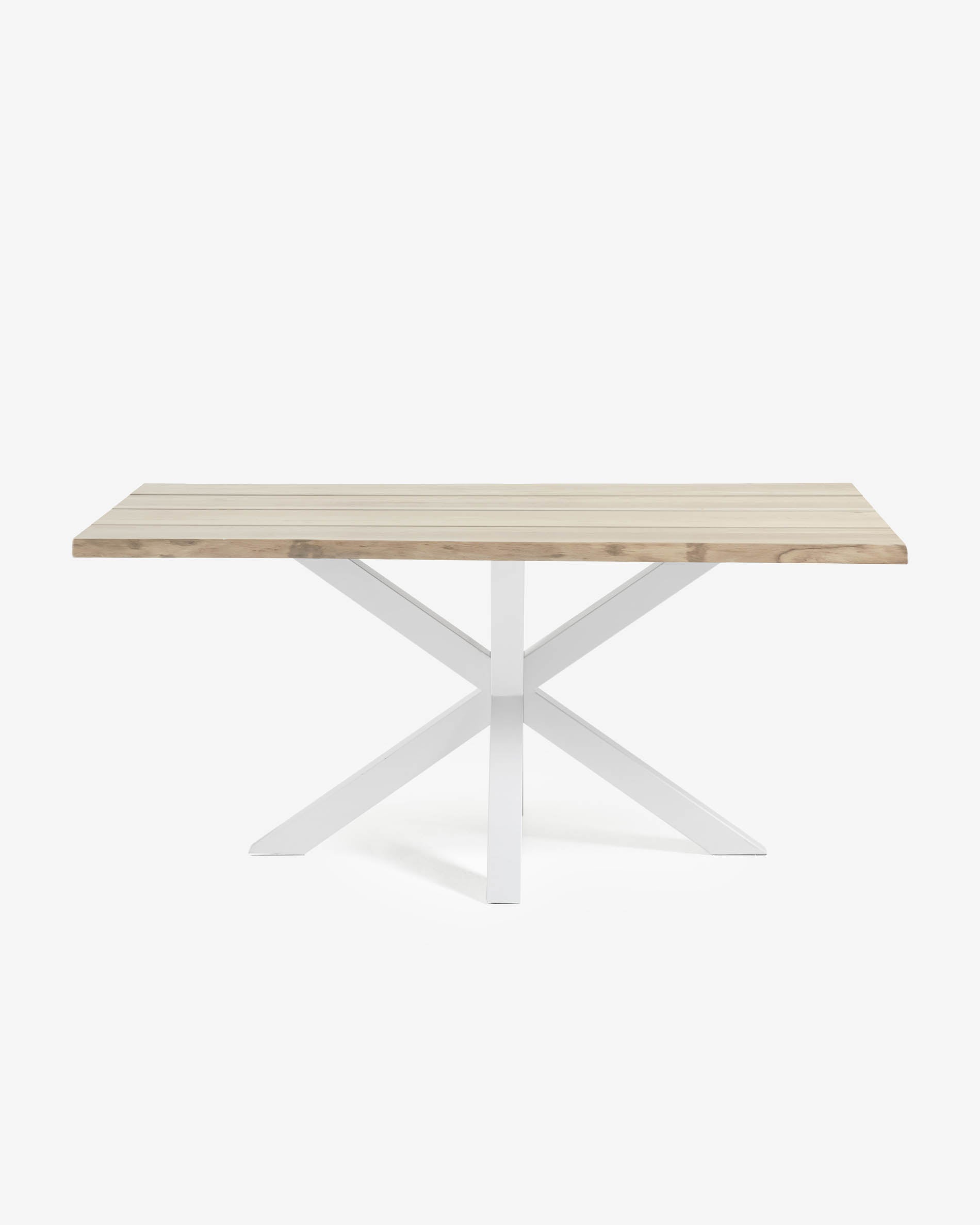 Argo oak veneer table with a whitewashed finish and white steel legs, 200 x 100 cm - Product View
