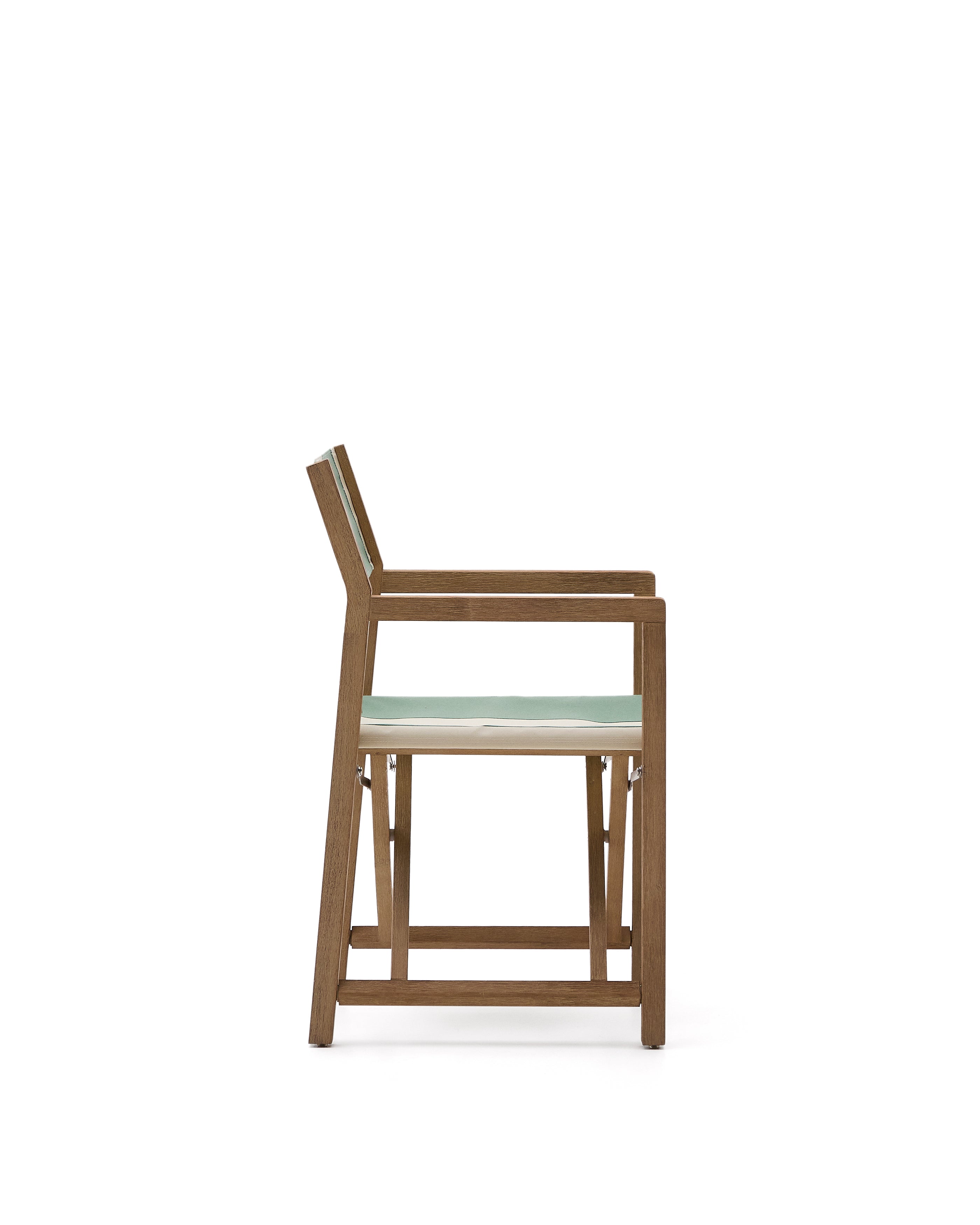 Vilara green and beige striped outdoor folding chair made of FSC 100% solid acacia wood - Product Image