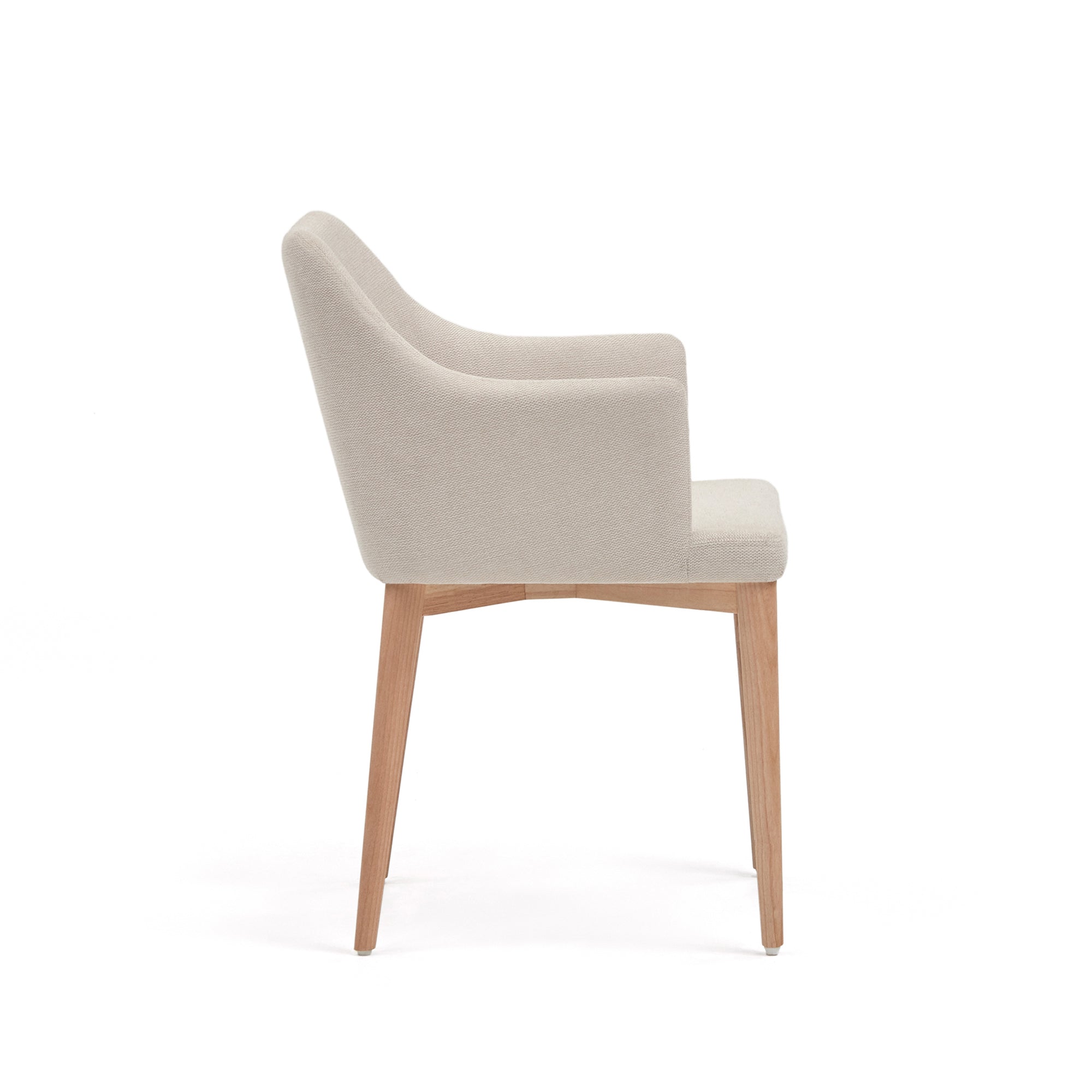 Croft chair in beige chenille with solid ash wood legs - Product Image