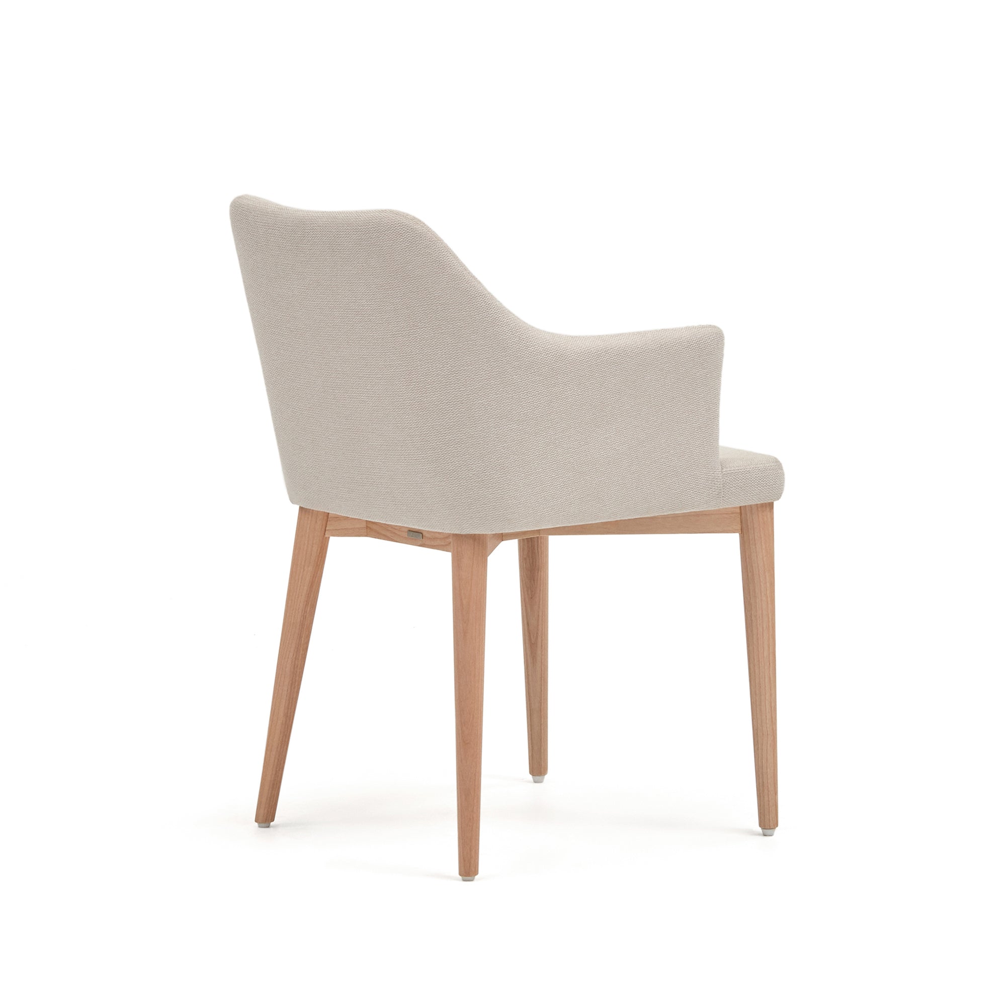 Croft chair in beige chenille with solid ash wood legs - Product Image