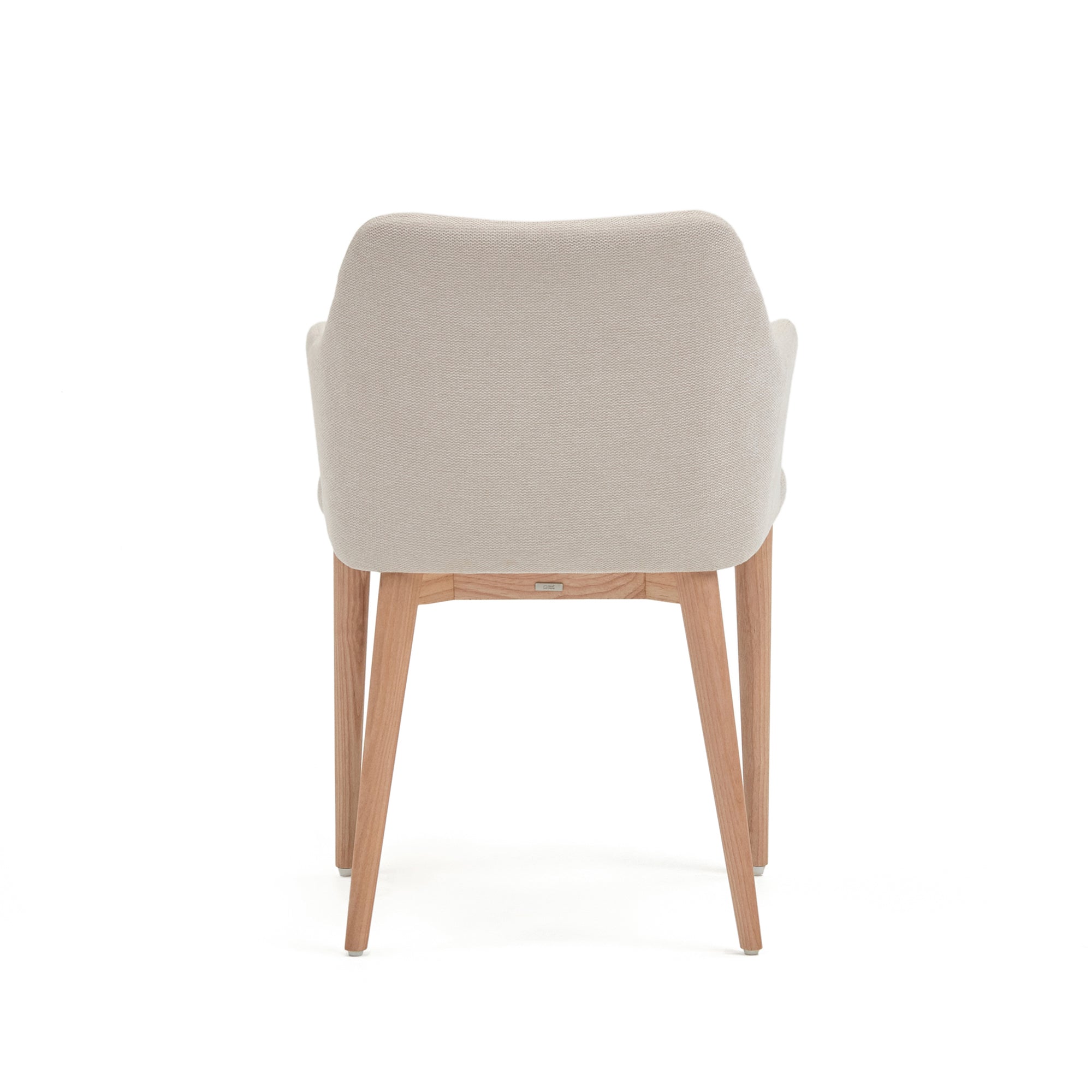 Croft chair in beige chenille with solid ash wood legs - Product Image