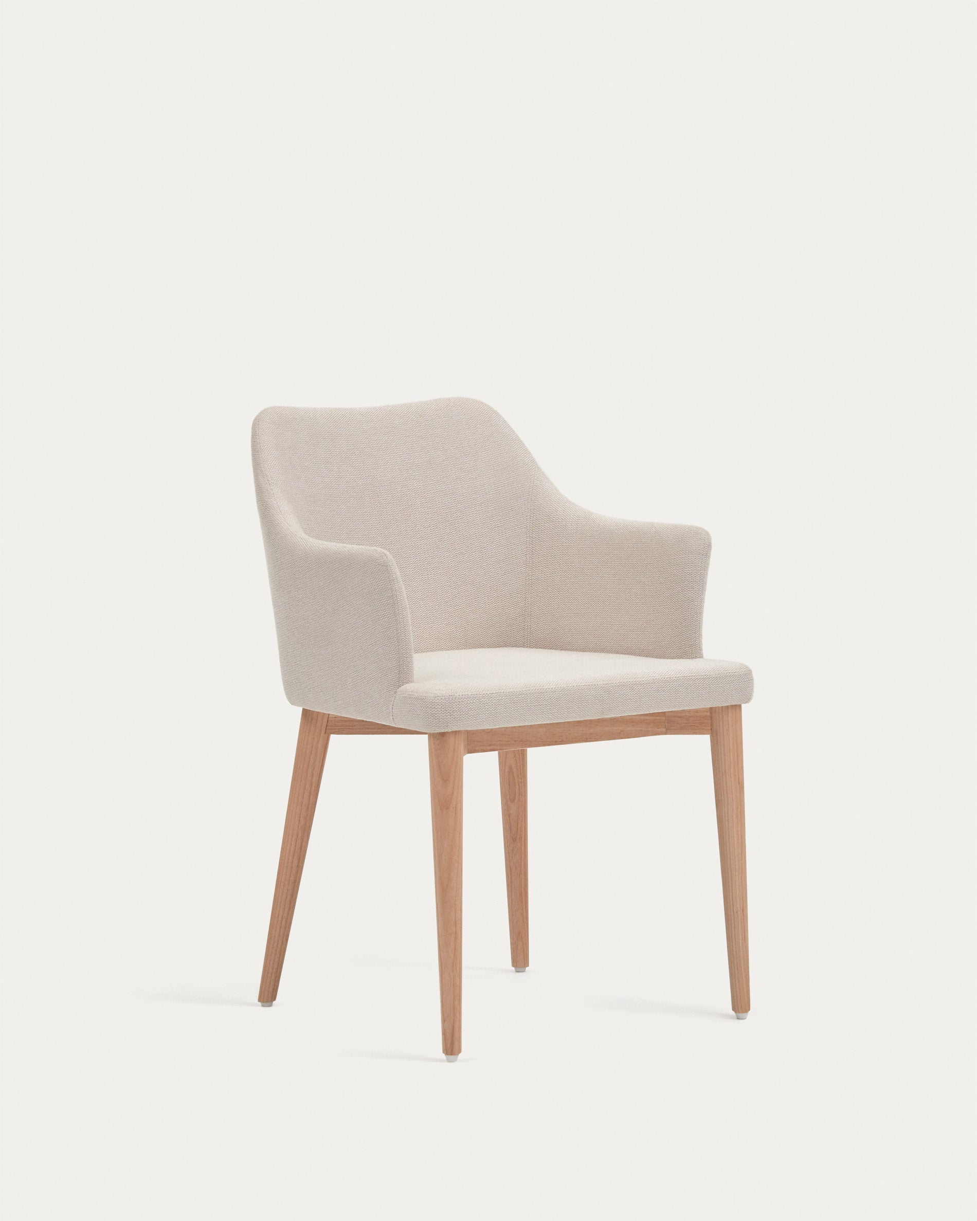 Croft chair in beige chenille with solid ash wood legs - Product View