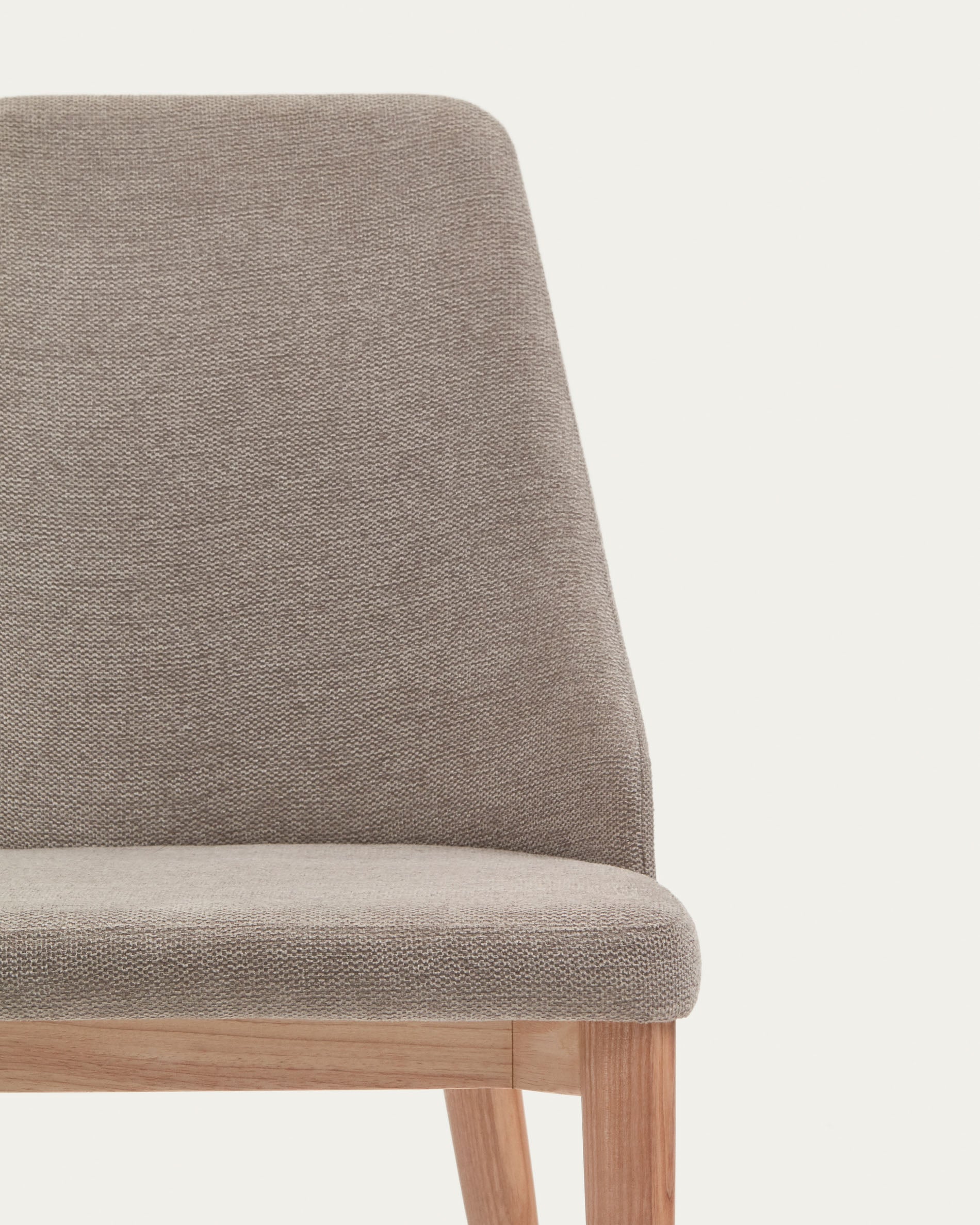 Rosie chair in brown chenille with solid ash wood legs in a natural finish - Detail