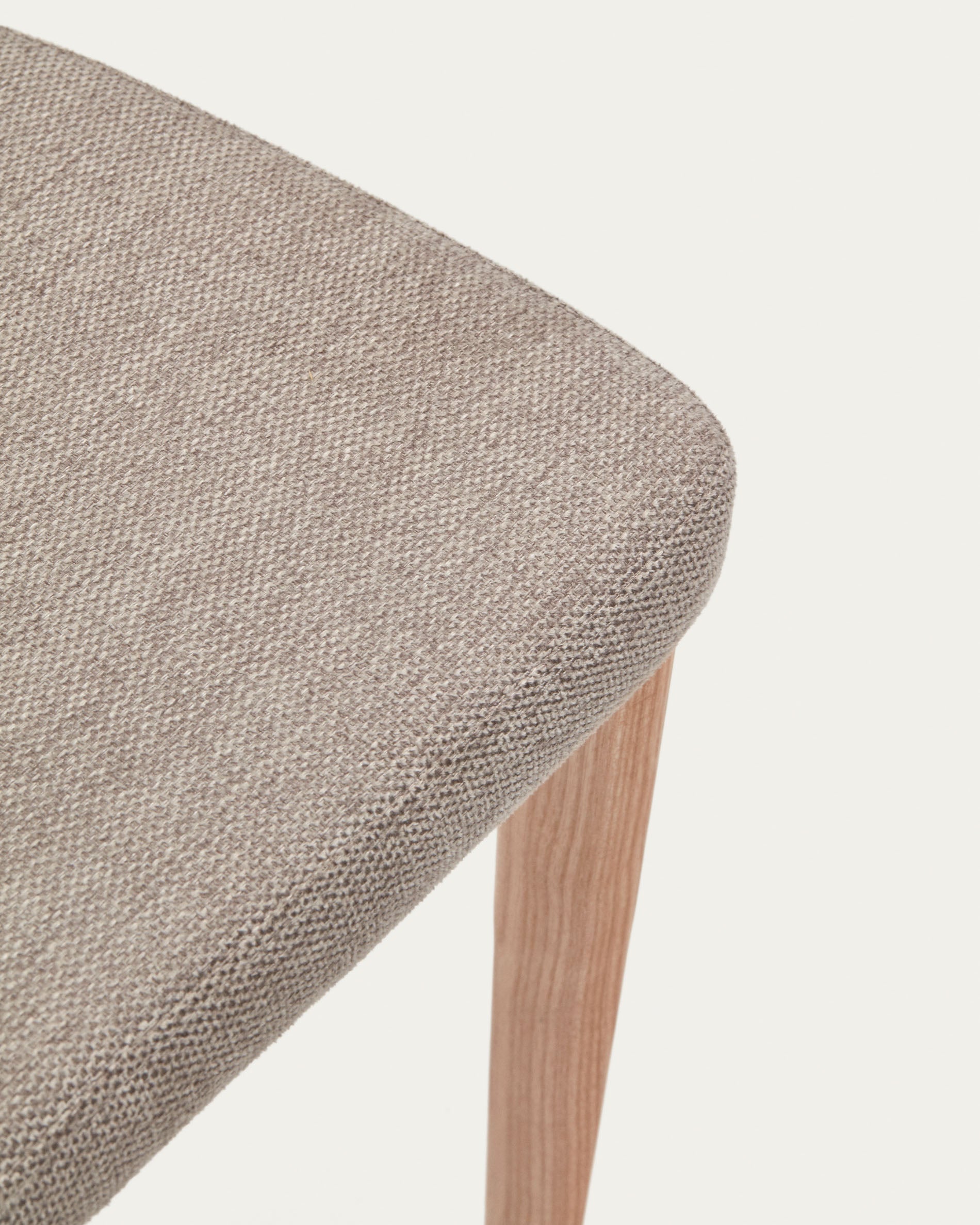 Rosie chair in brown chenille with solid ash wood legs in a natural finish - Detail