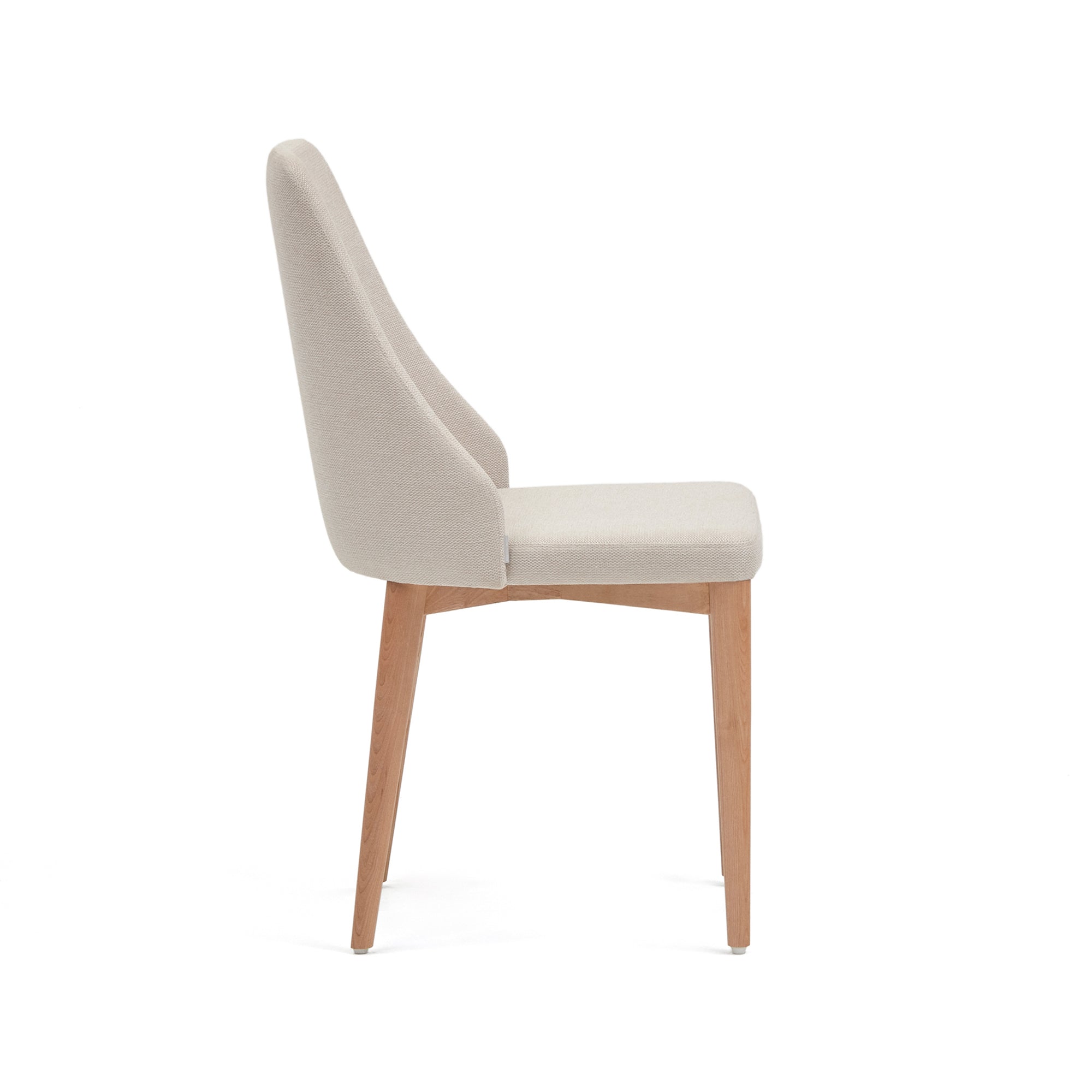 Rosie chair in beige chenille with solid ash wood legs in a natural finish - Product Image