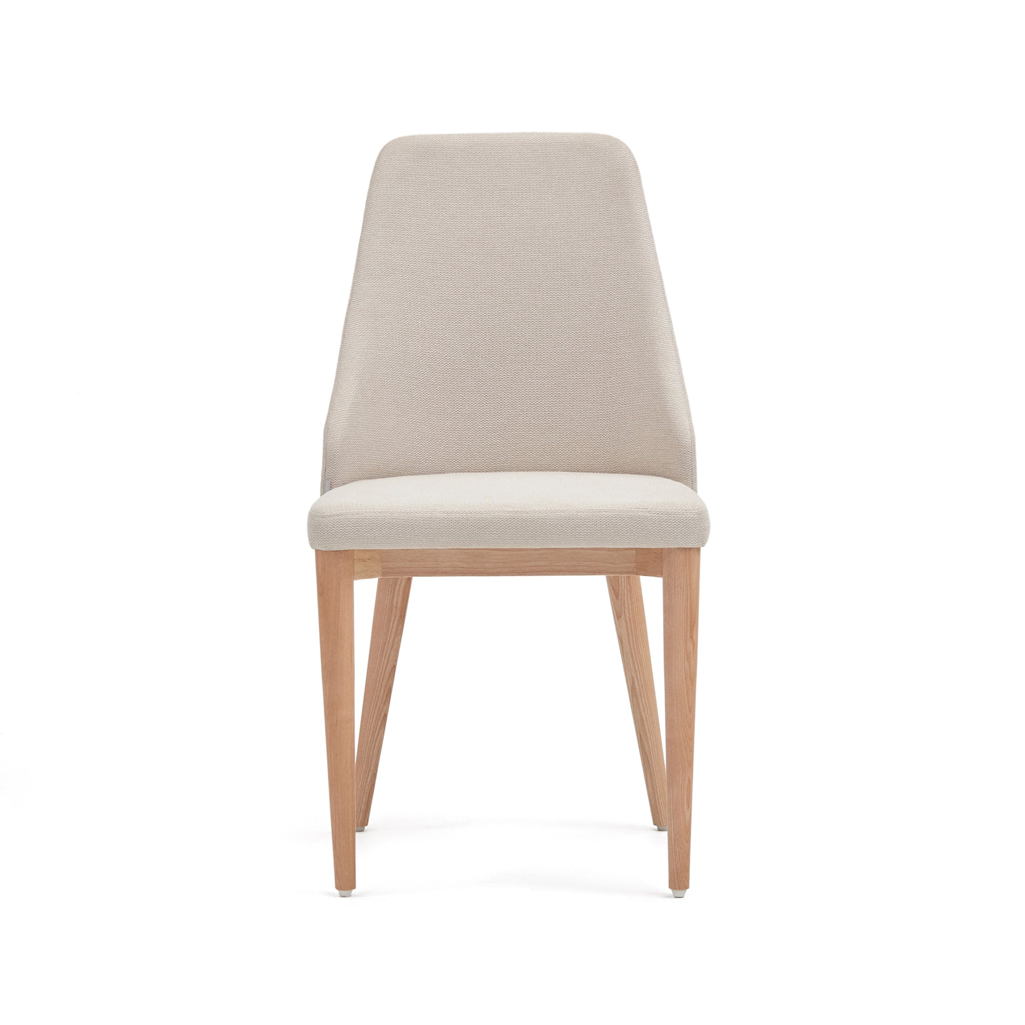 Rosie chair in beige chenille with solid ash wood legs in a natural finish - Product Image
