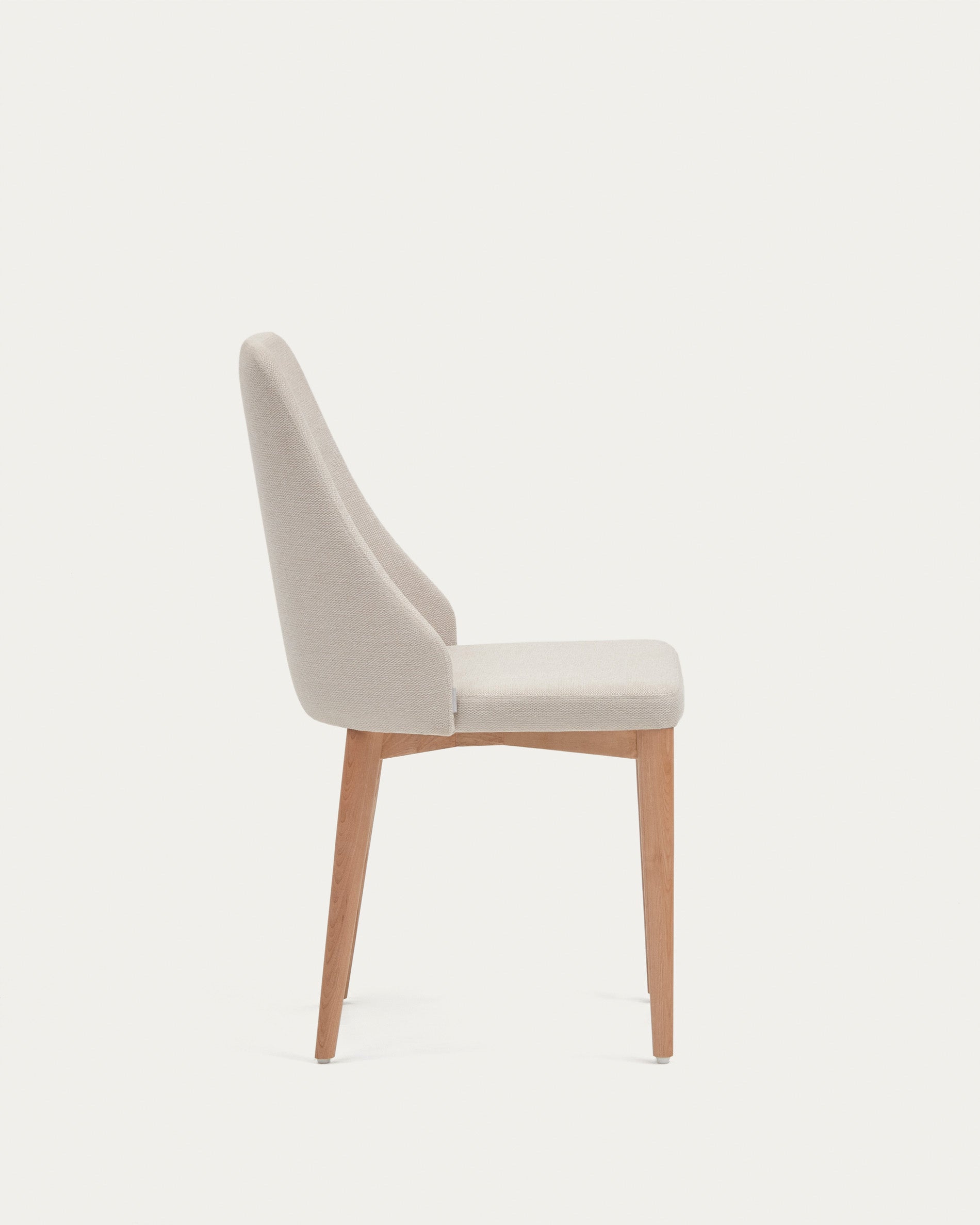 Rosie chair in beige chenille with solid ash wood legs in a natural finish - Product View