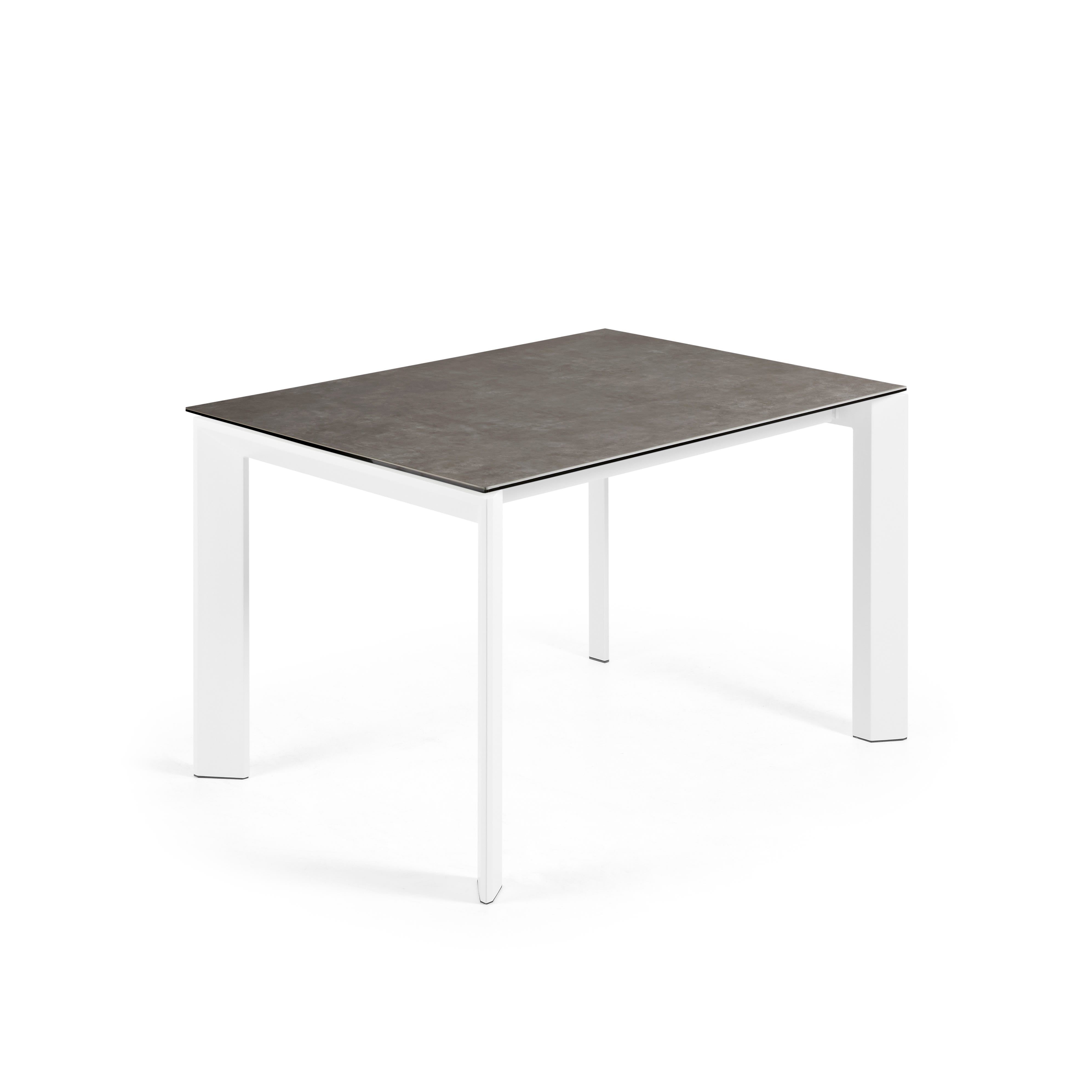 Axis kihúzható kerámia asztal Vulcano Ceniza befejezéssel, fehér acél lábakkal 120 (180) cm