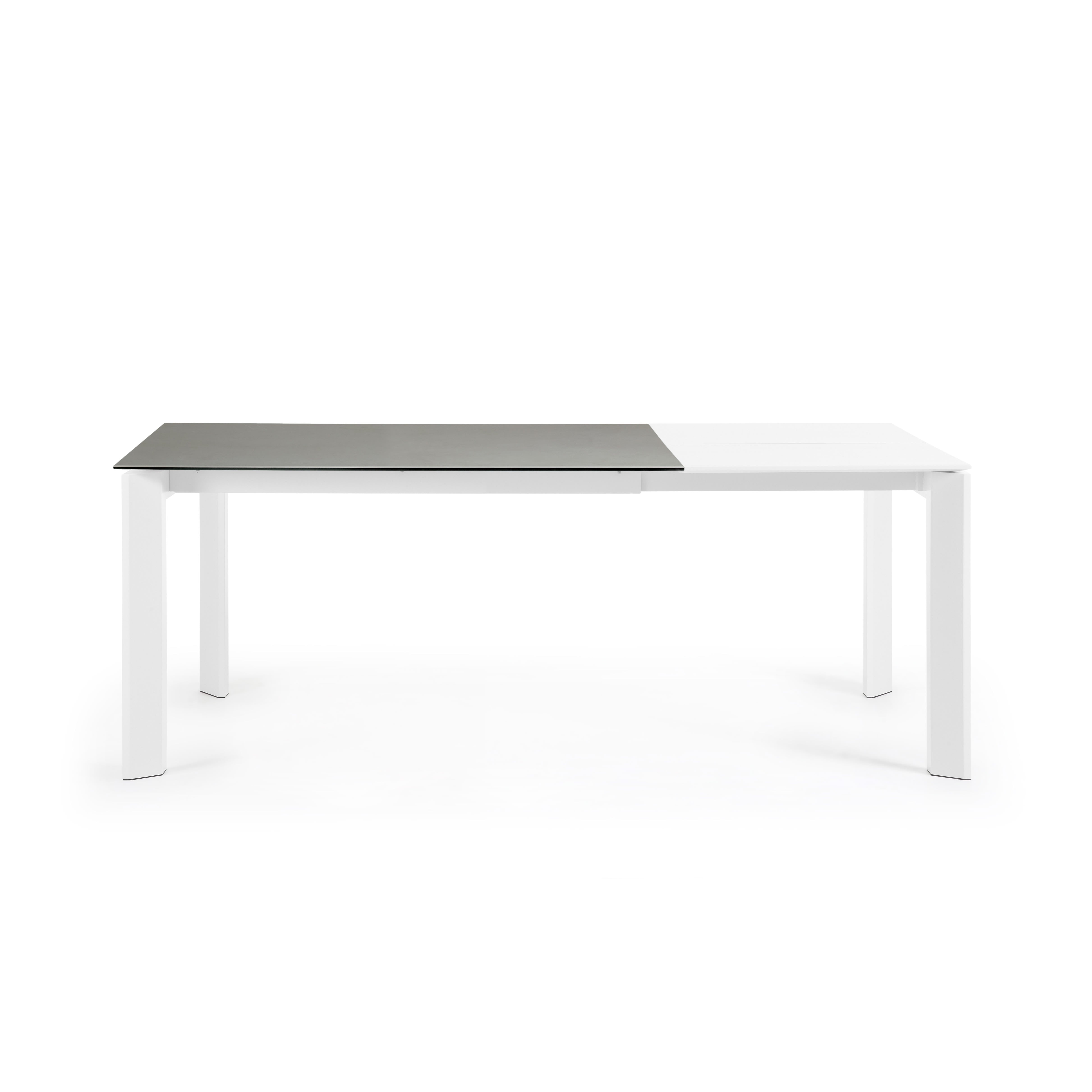 Axis porcelain extendable table with Hydra lead finish and white steel legs 140 (200) cm