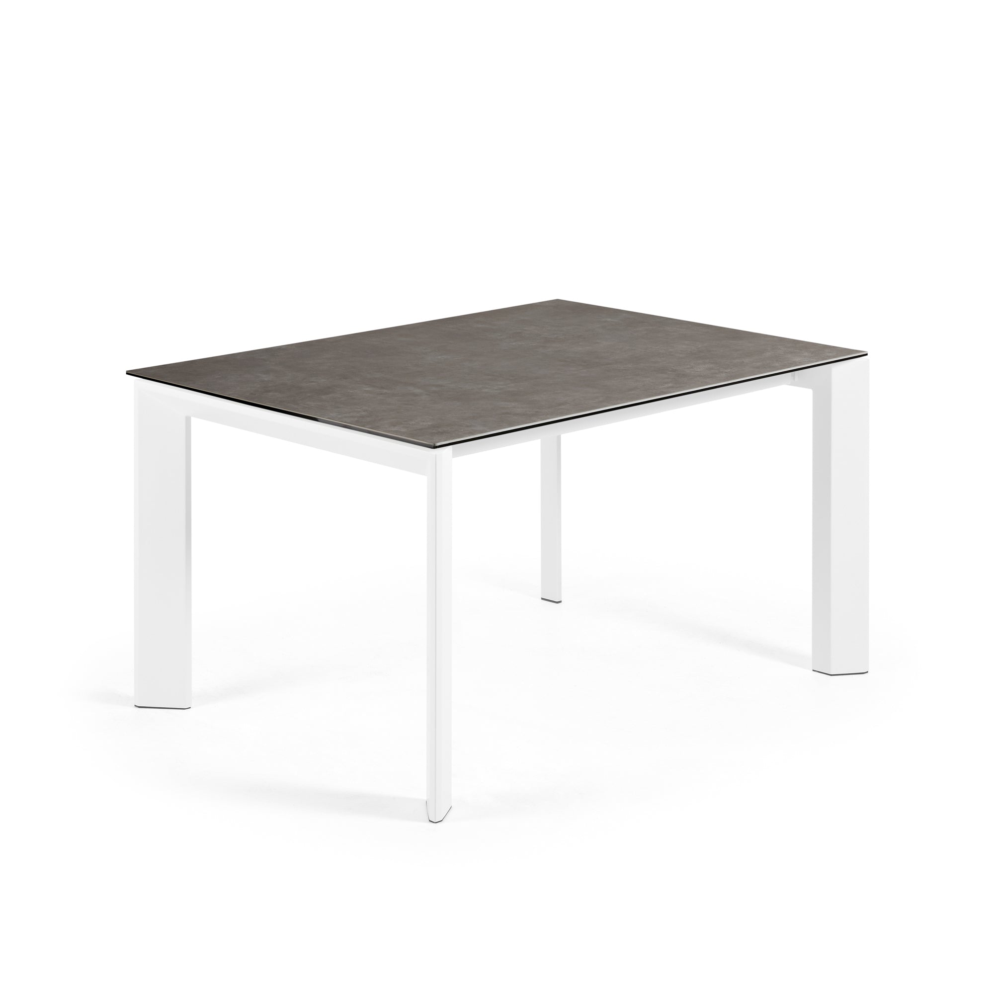 Axis porcelán kihúzható asztal Vulcano Hamu befejezéssel és fehér acél lábakkal 140 (200) cm