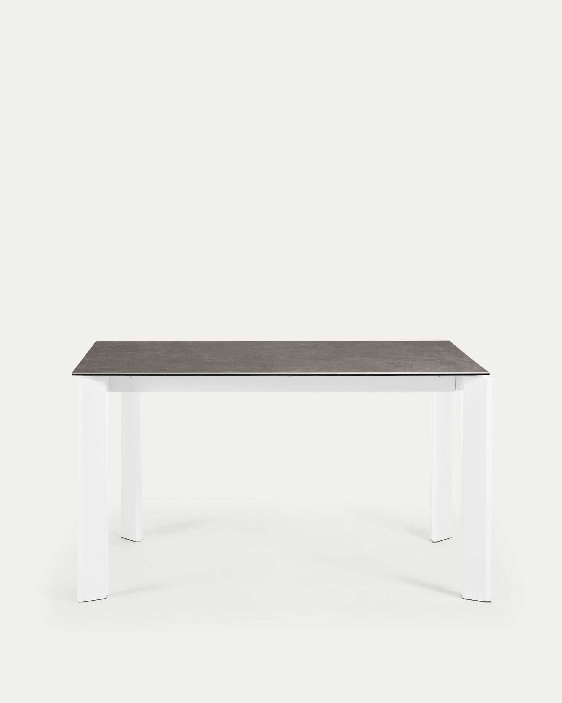 Axis porcelán kihúzható asztal Vulcano Hamu befejezéssel és fehér acél lábakkal 140 (200) cm