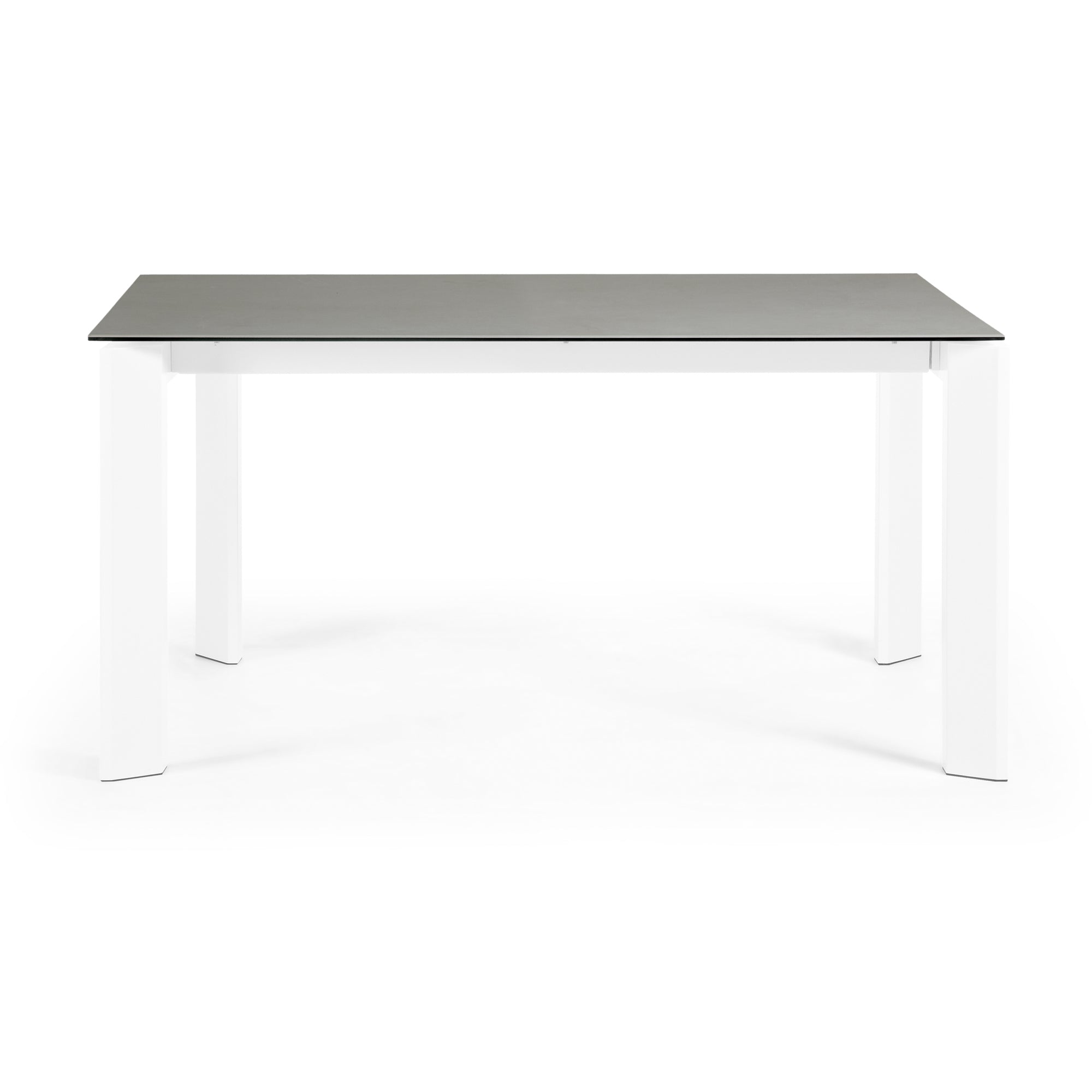 Axis porcelain extendable table with Hydra Lead finish and white legs 160 (220) cm