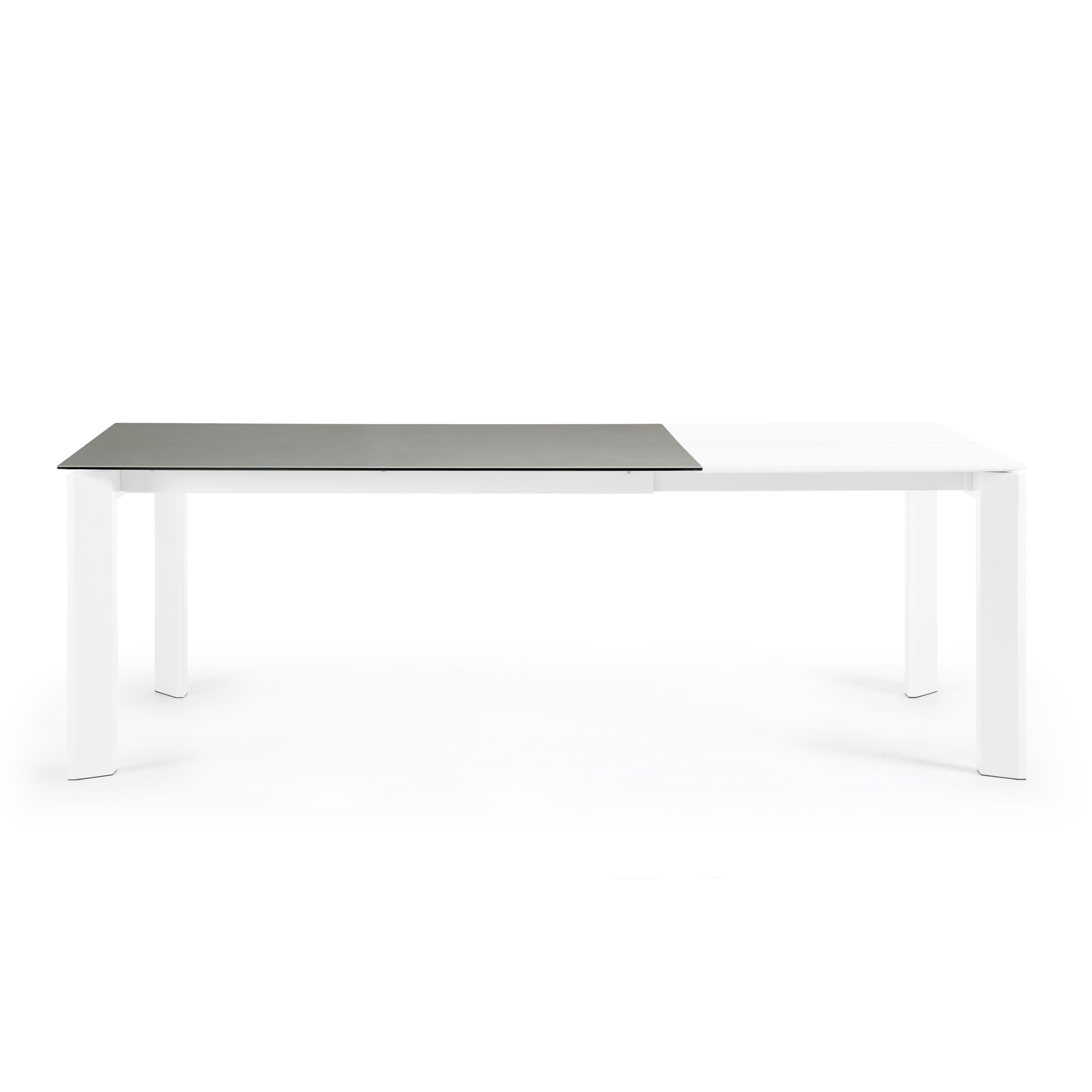 Axis porcelain extendable table with Hydra Lead finish and white legs 160 (220) cm