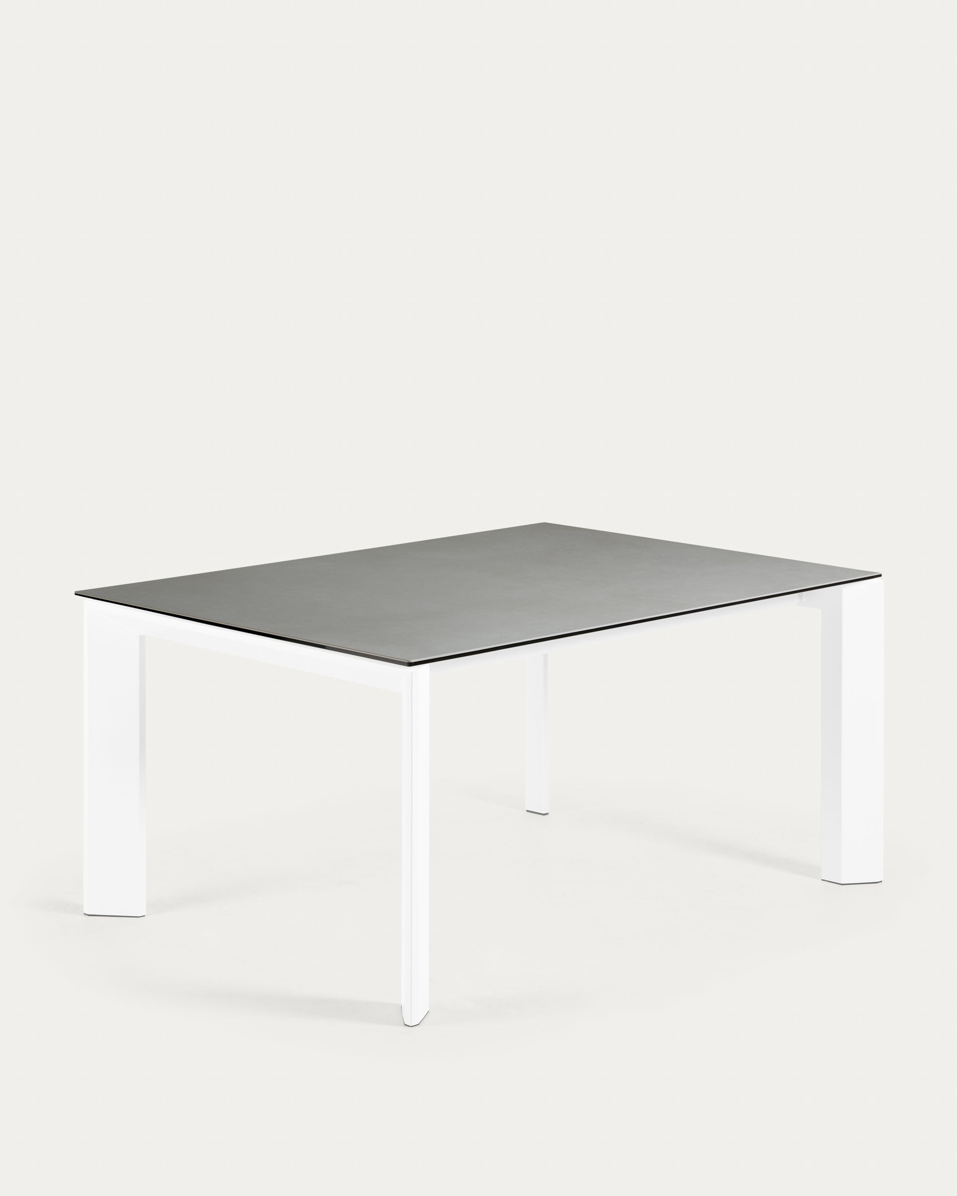 Axis porcelain extendable table with Hydra Lead finish and white legs 160 (220) cm