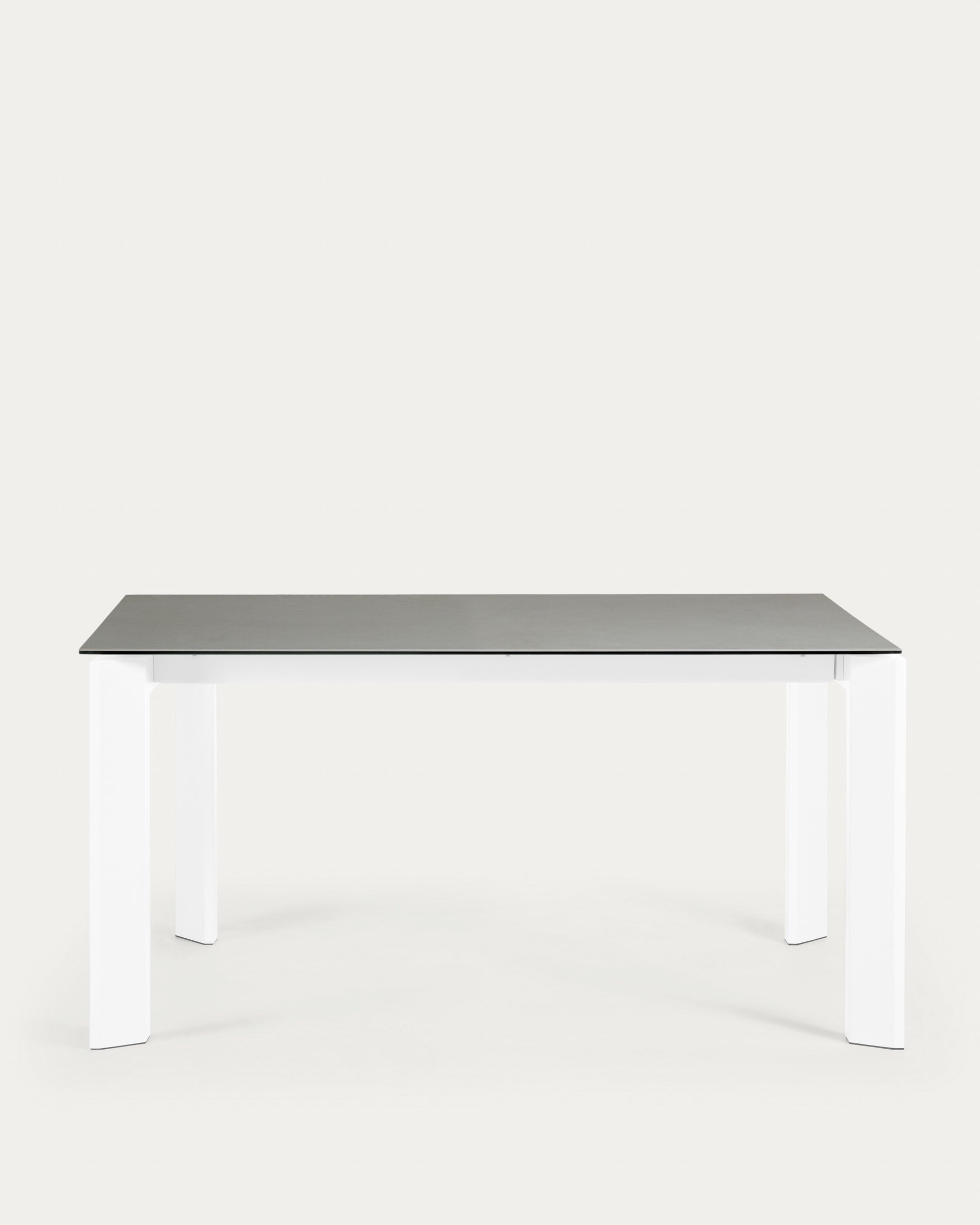 Axis porcelain extendable table with Hydra Lead finish and white legs 160 (220) cm