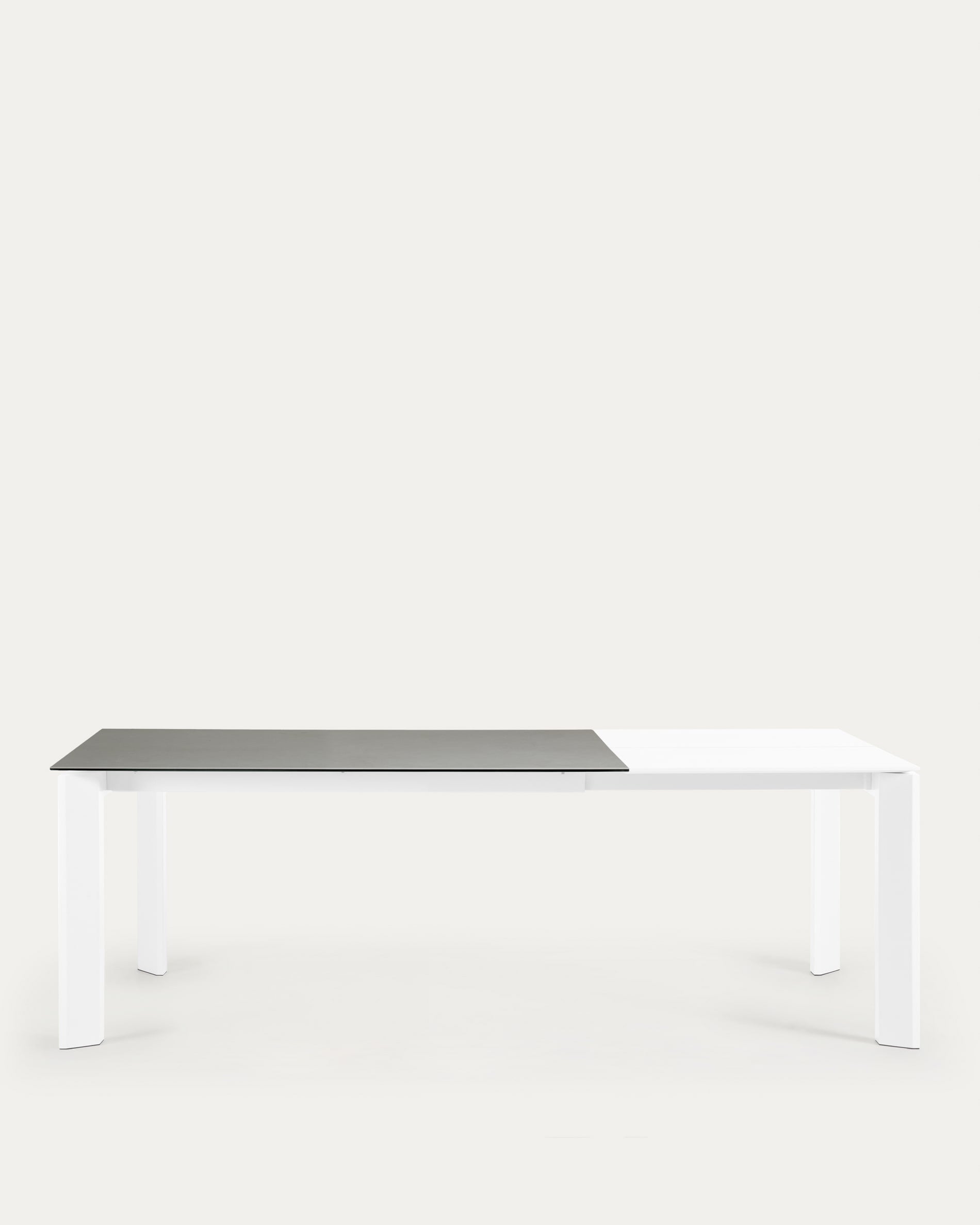 Axis porcelain extendable table with Hydra Lead finish and white legs 160 (220) cm