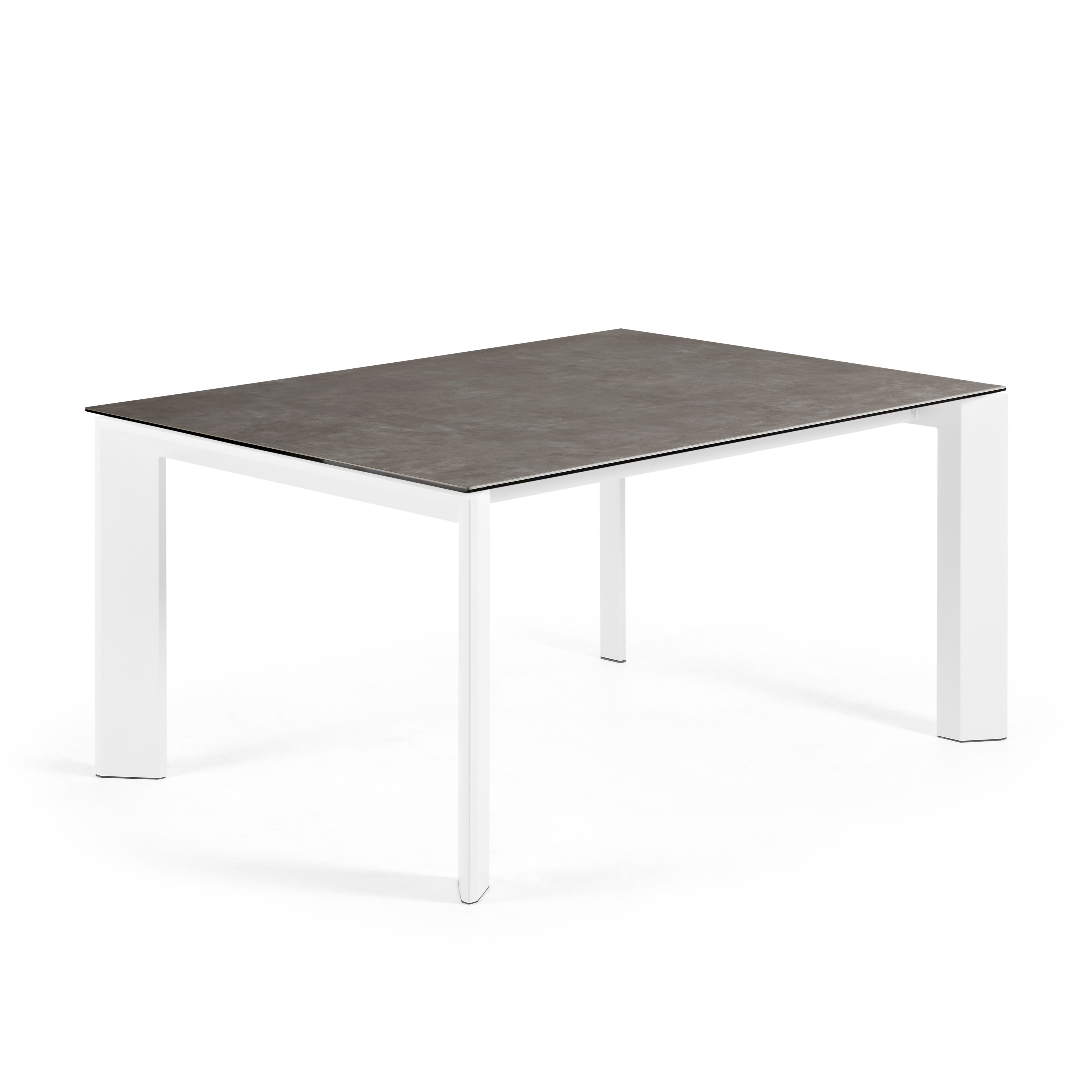 Axis kihúzható kerámia asztal Vulcano Ceniza befejezéssel, fehér acél lábakkal 160 (220) cm