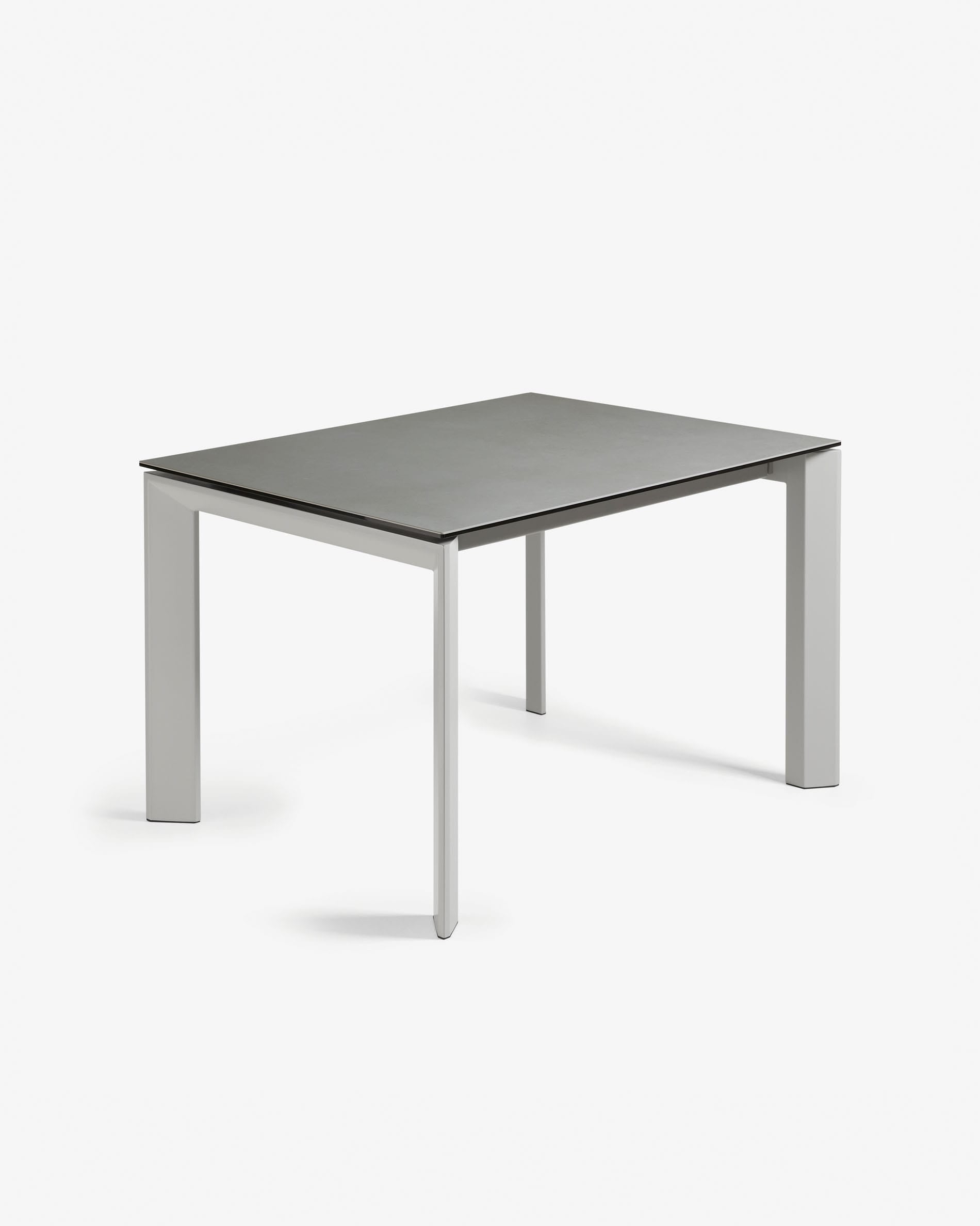 Axis extendable ceramic table with Hydra Plomo finish and gray steel legs 120 (180) cm