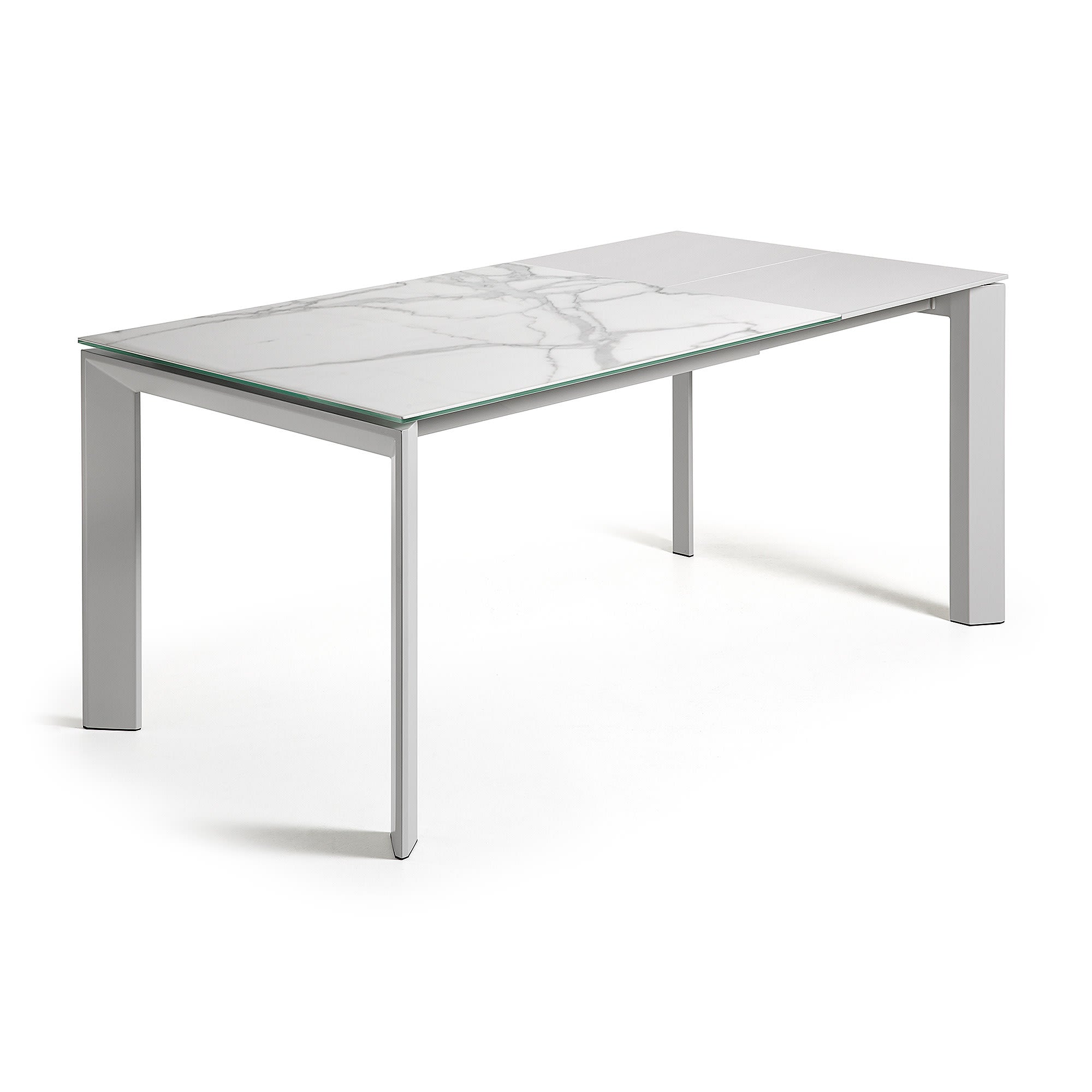 Axis porcelán kihúzható asztal Fehér Kalos befejezéssel és szürke lábakkal 120 (180) cm