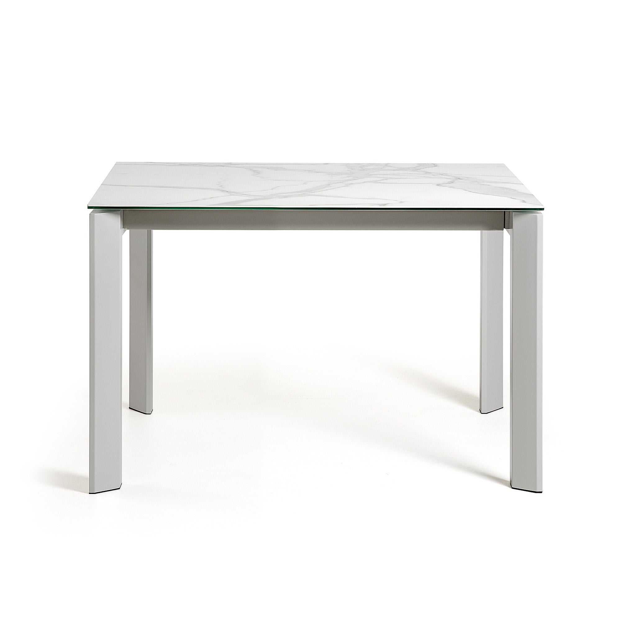 Axis porcelain extendable table with White Kalos finish and gray legs 120 (180) cm
