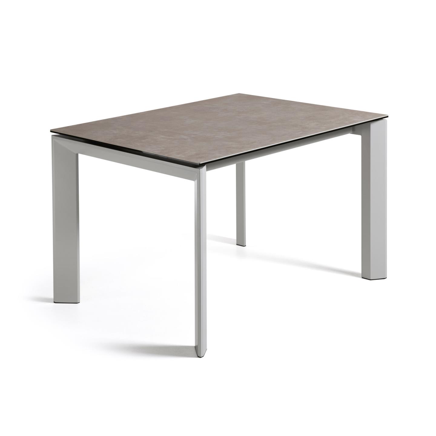 Axis kihúzható kerámia asztal Vulcano Ceniza befejezéssel és szürke acél lábakkal 120 (180) cm