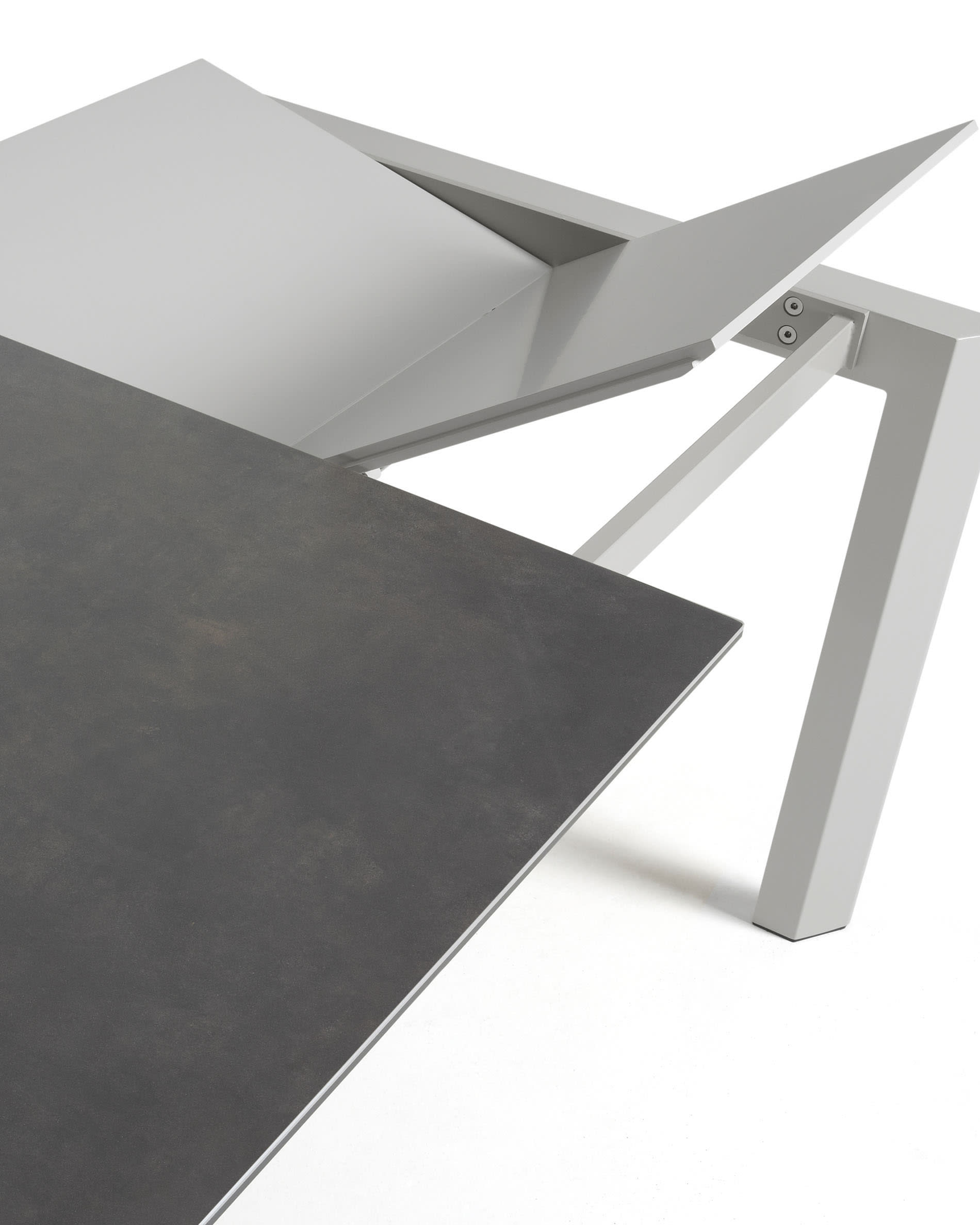 Axis porcelán kihúzható asztal Volcano Rock befejezéssel és szürke acéllábakkal 120 (180) cm