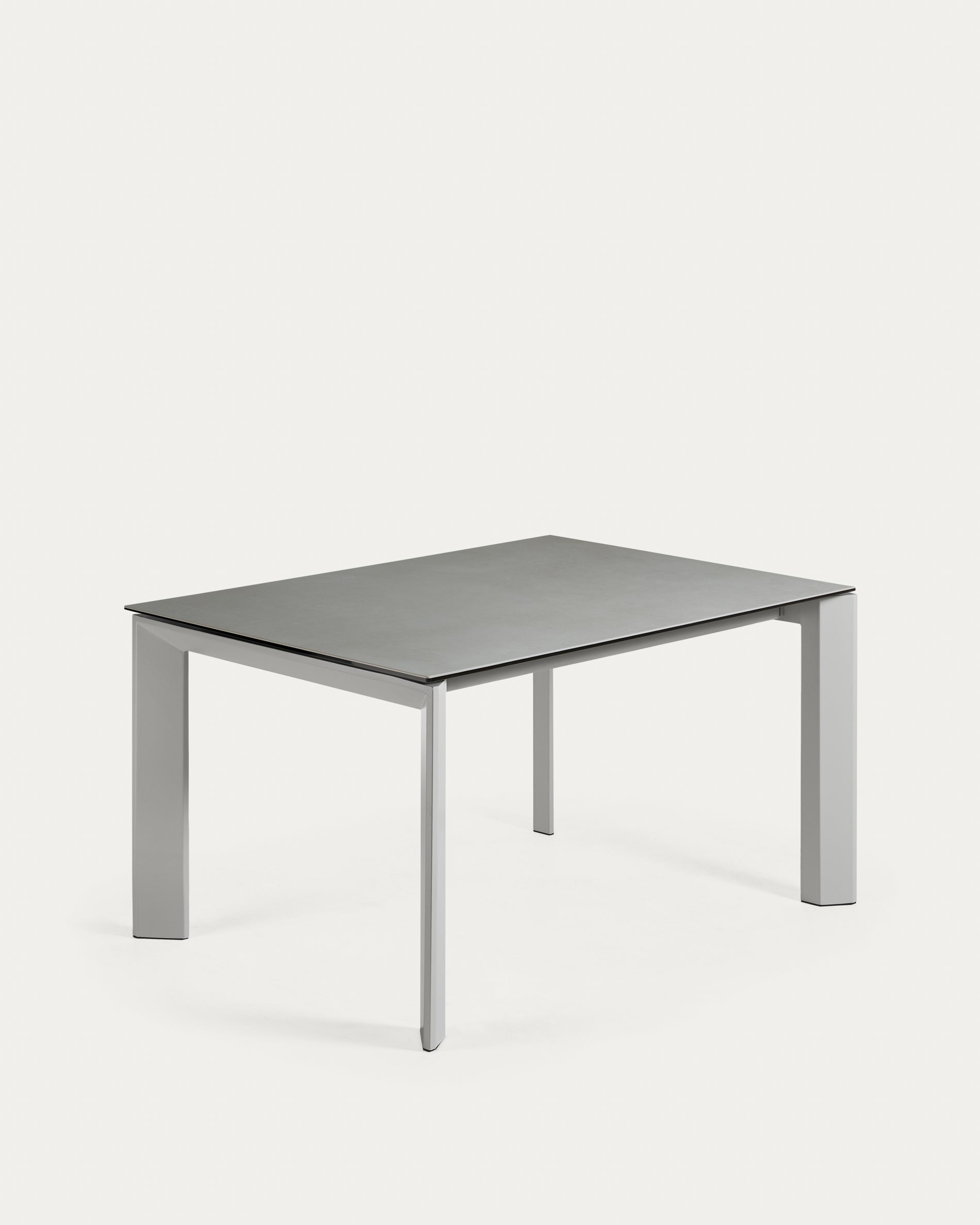 Axis porcelain extendable table with Hydra Lead finish and gray steel legs 140 (200) cm