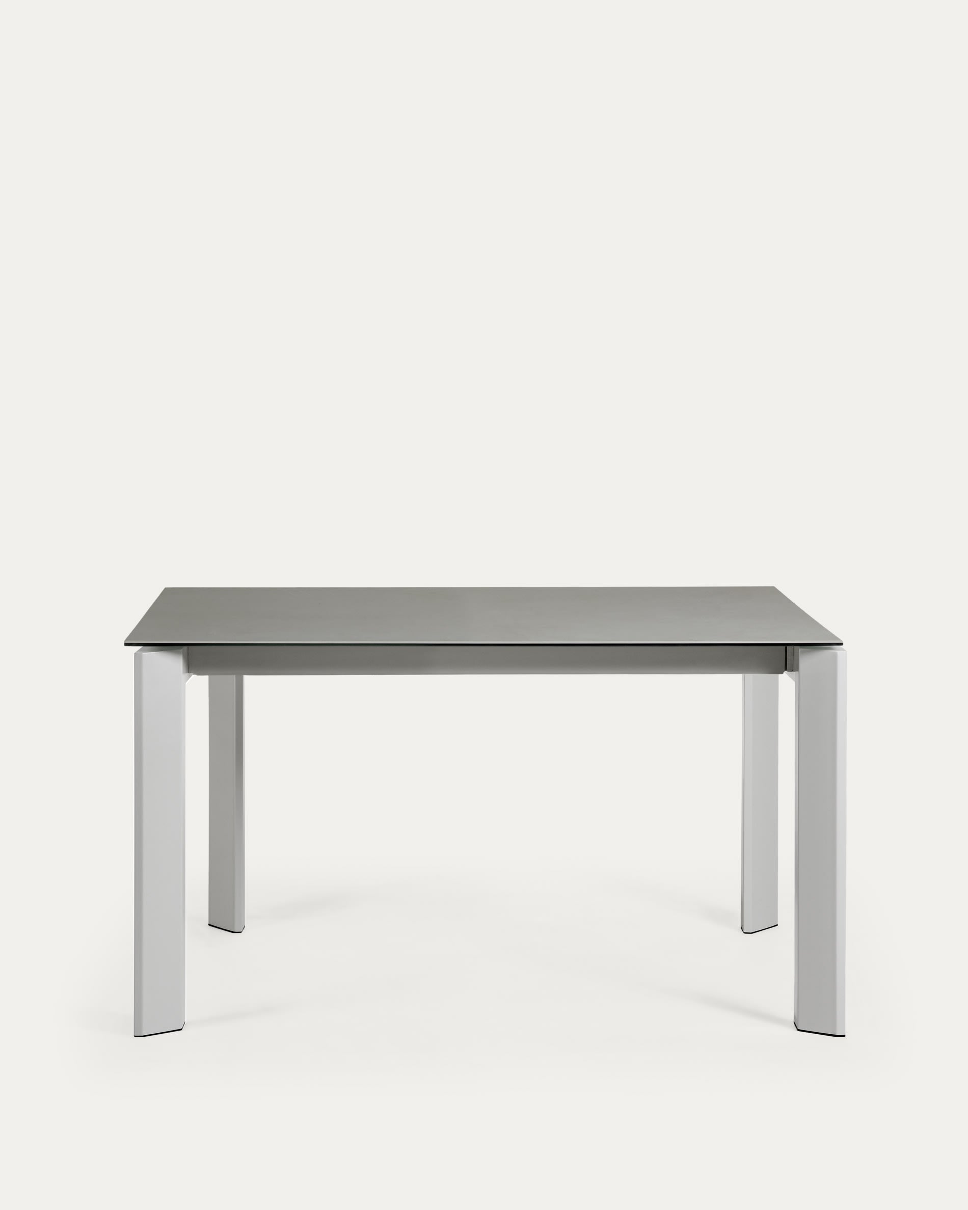 Axis porcelain extendable table with Hydra Lead finish and gray steel legs 140 (200) cm