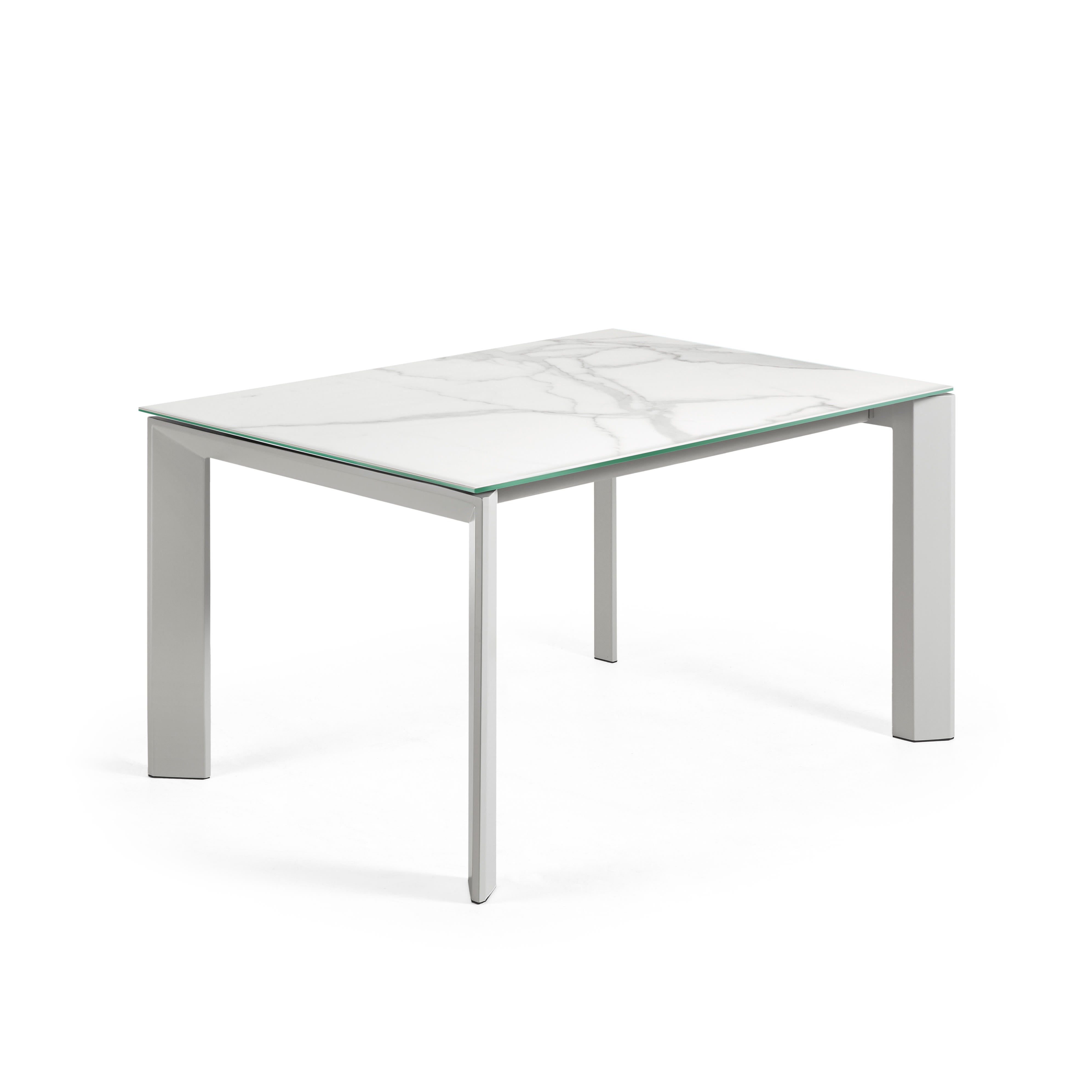Axis porcelain extendable table with white Kalos finish and gray legs 140 (200) cm