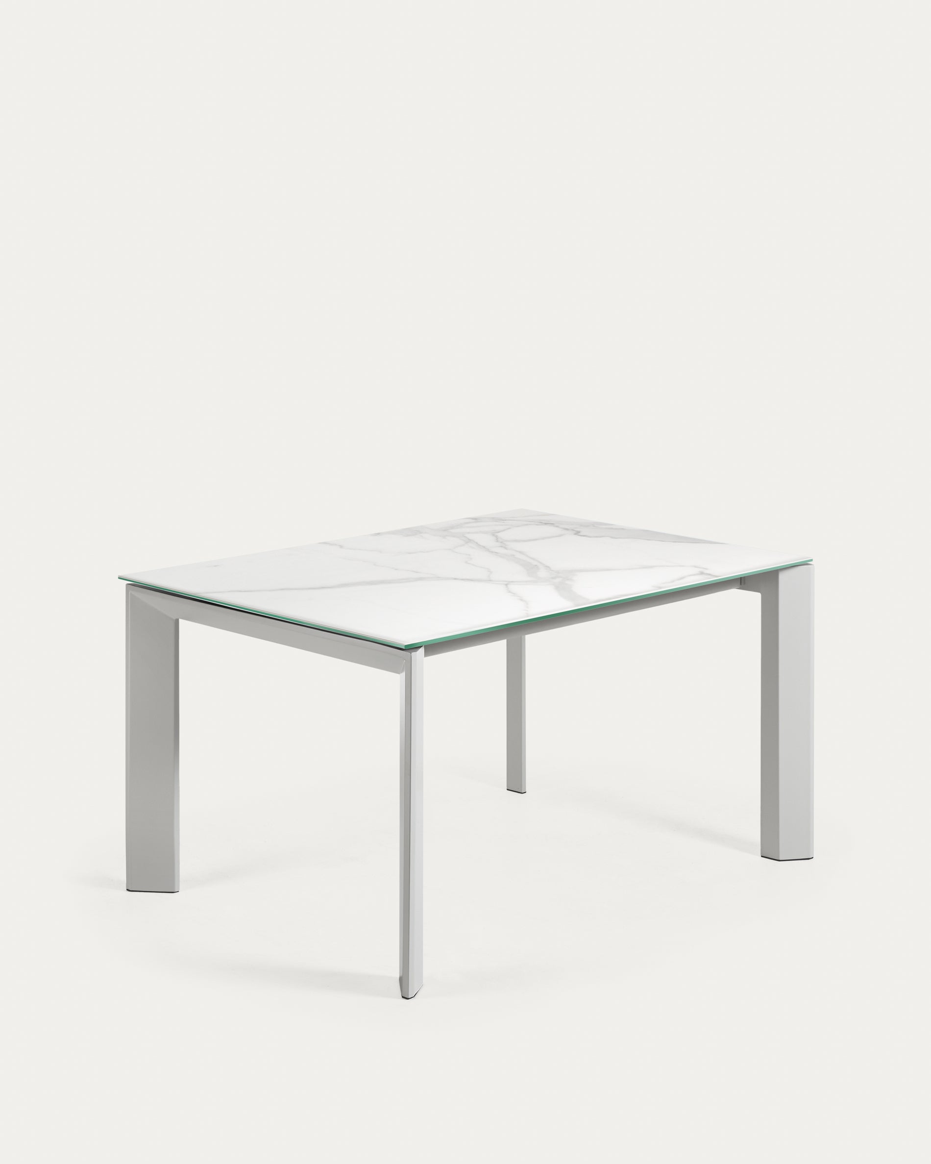 Axis porcelain extendable table with white Kalos finish and gray legs 140 (200) cm