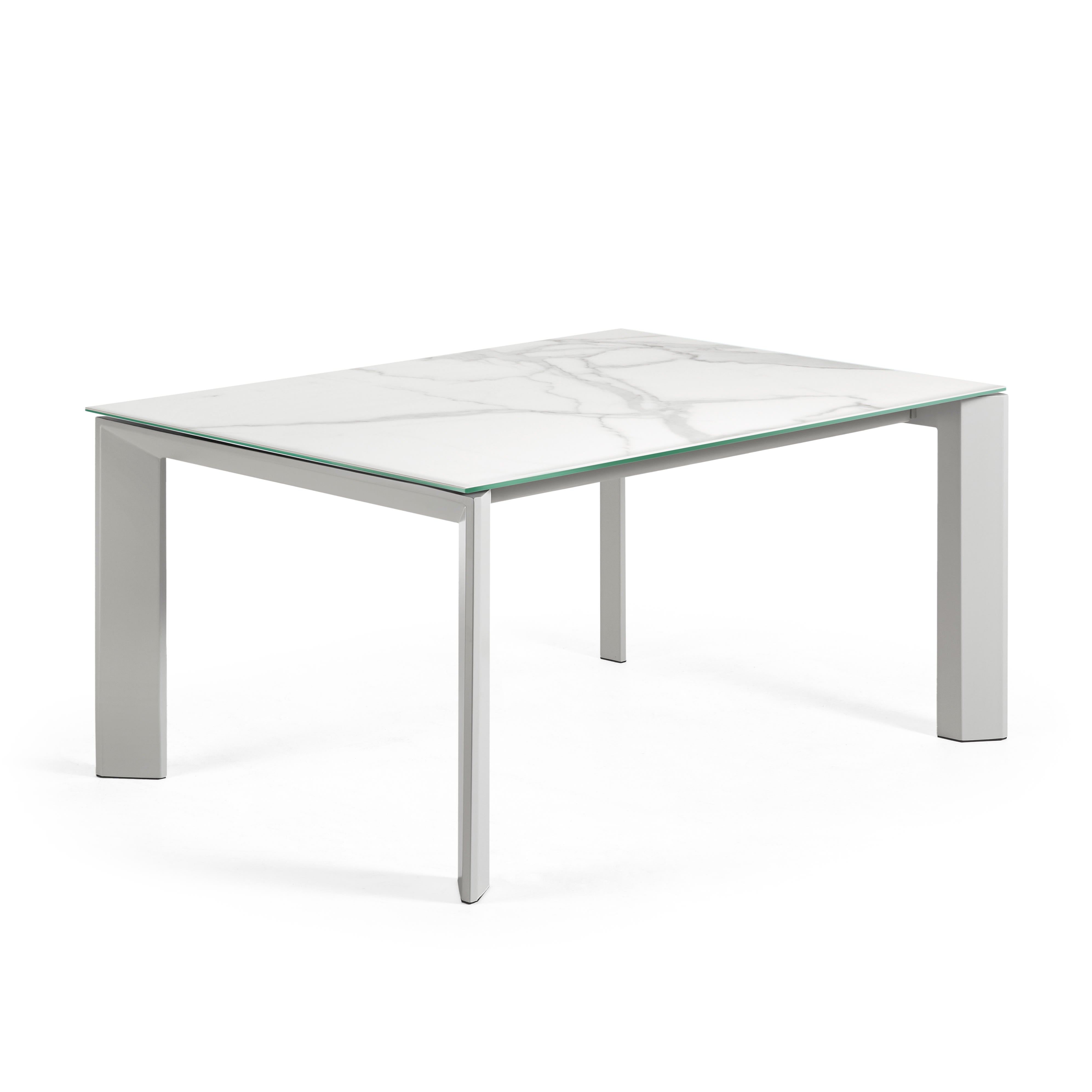 Axis porcelán kihúzható asztal Fehér Kalos befejezéssel és szürke lábakkal 160 (220) cm