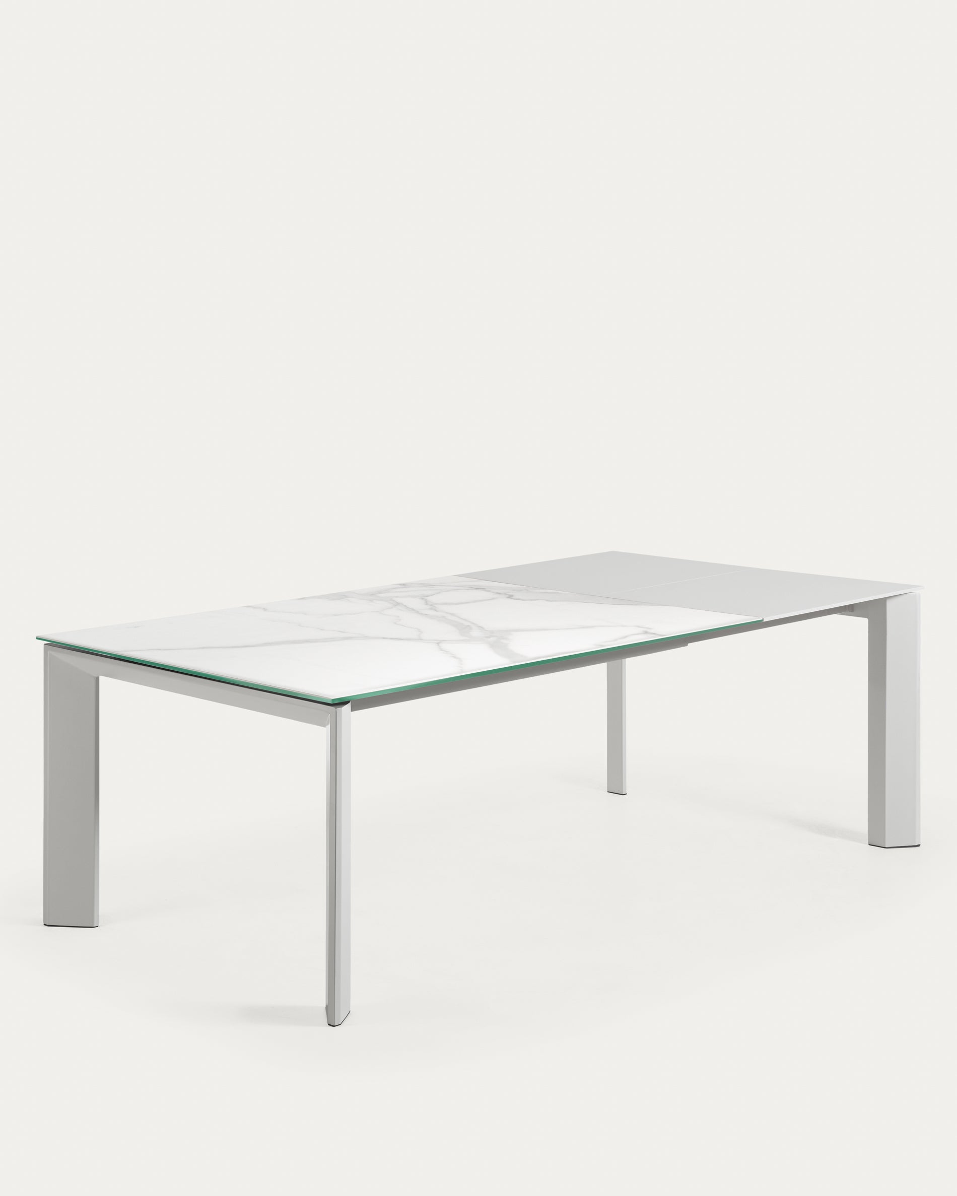 Axis porcelain extendable table with white Kalos finish and gray legs 160 (220) cm