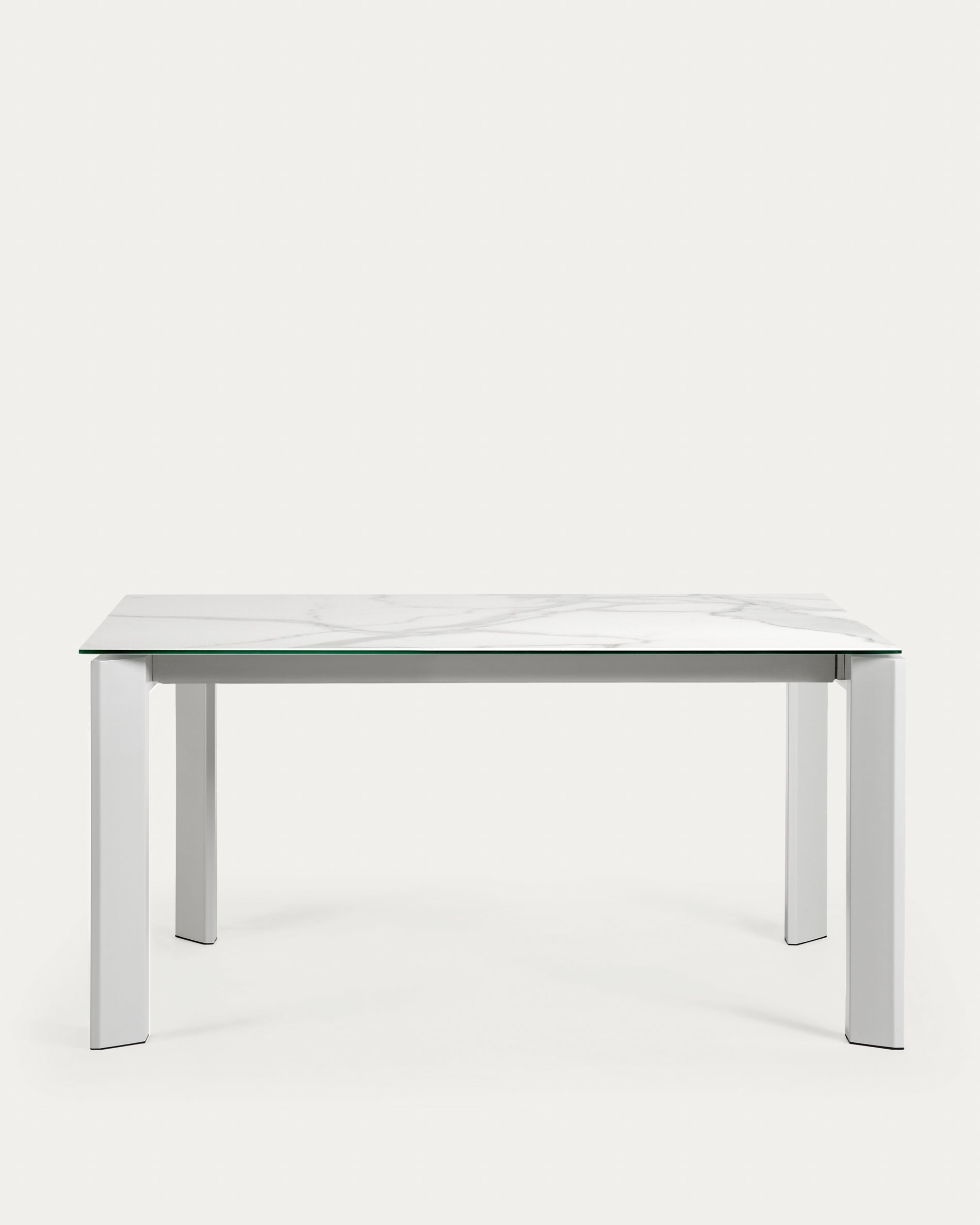 Axis porcelain extendable table with white Kalos finish and gray legs 160 (220) cm