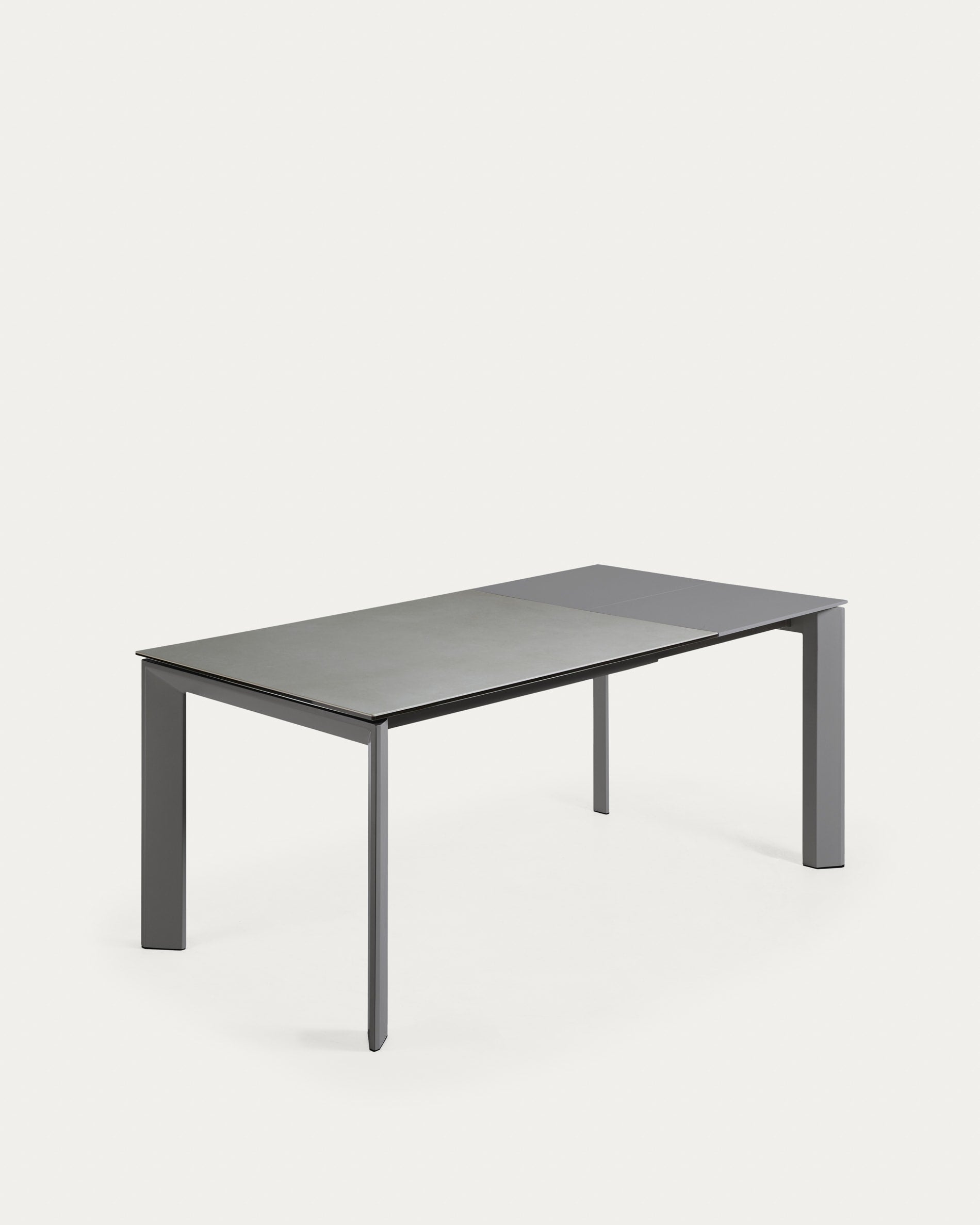 Axis extendable ceramic table with Hydra Plomo finish, anthracite steel legs 120 (180) cm