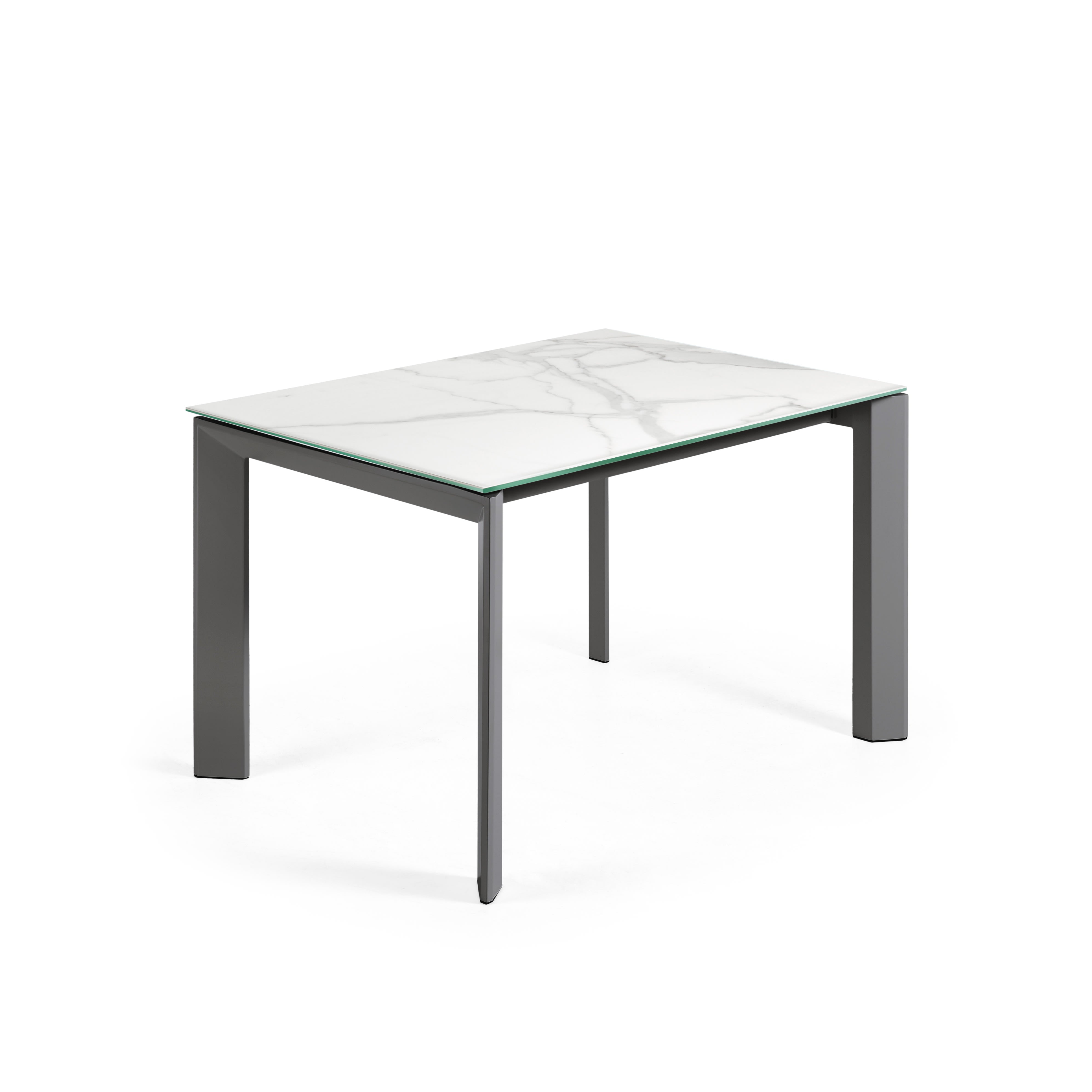 Axis kihúzható porcelán asztal Kalos Blanco befejezéssel és sötétszürke lábakkal, 120 (180) cm