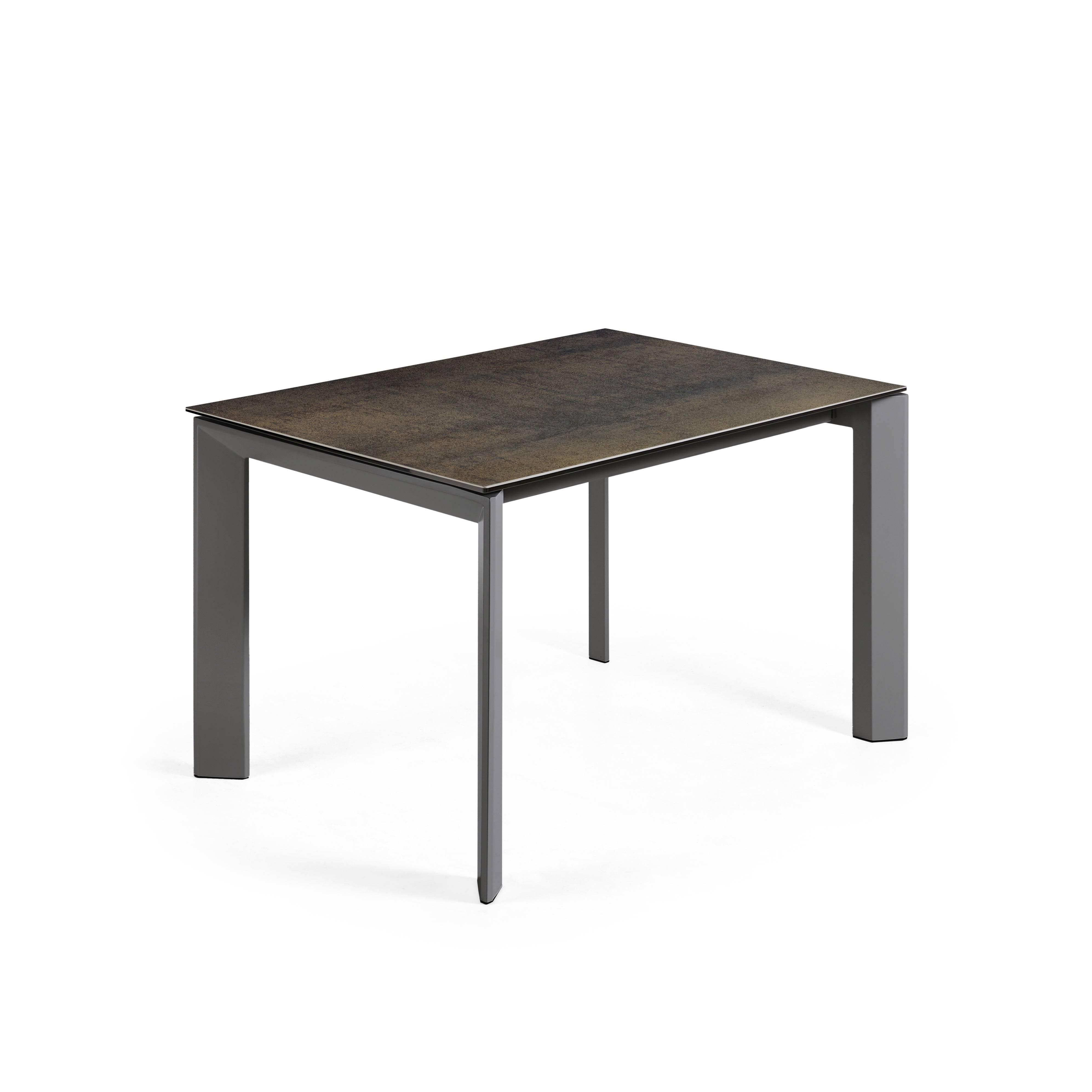 Axis porcelán kihúzható asztal Vas Moha befejezéssel és antracit acél lábakkal 120 (180) cm