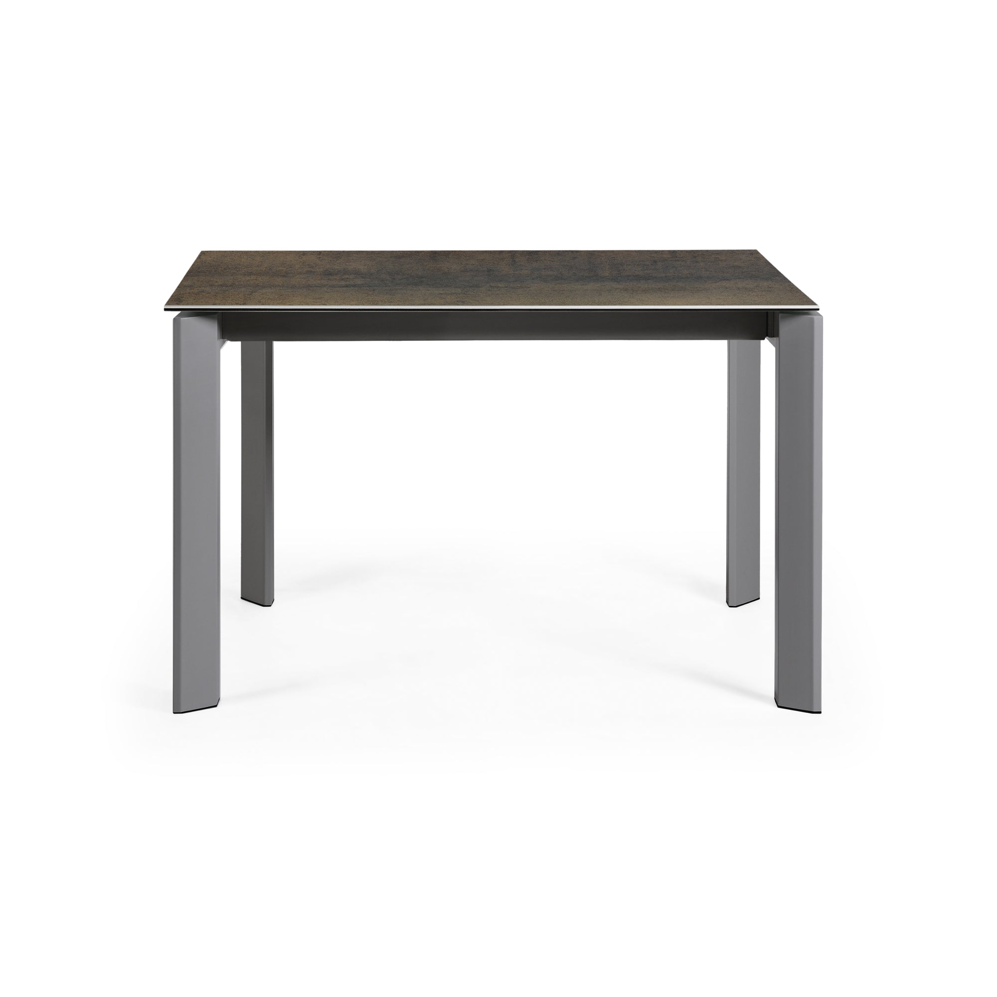 Axis porcelain extendable table with Iron Moss finish and anthracite steel legs 120 (180) cm