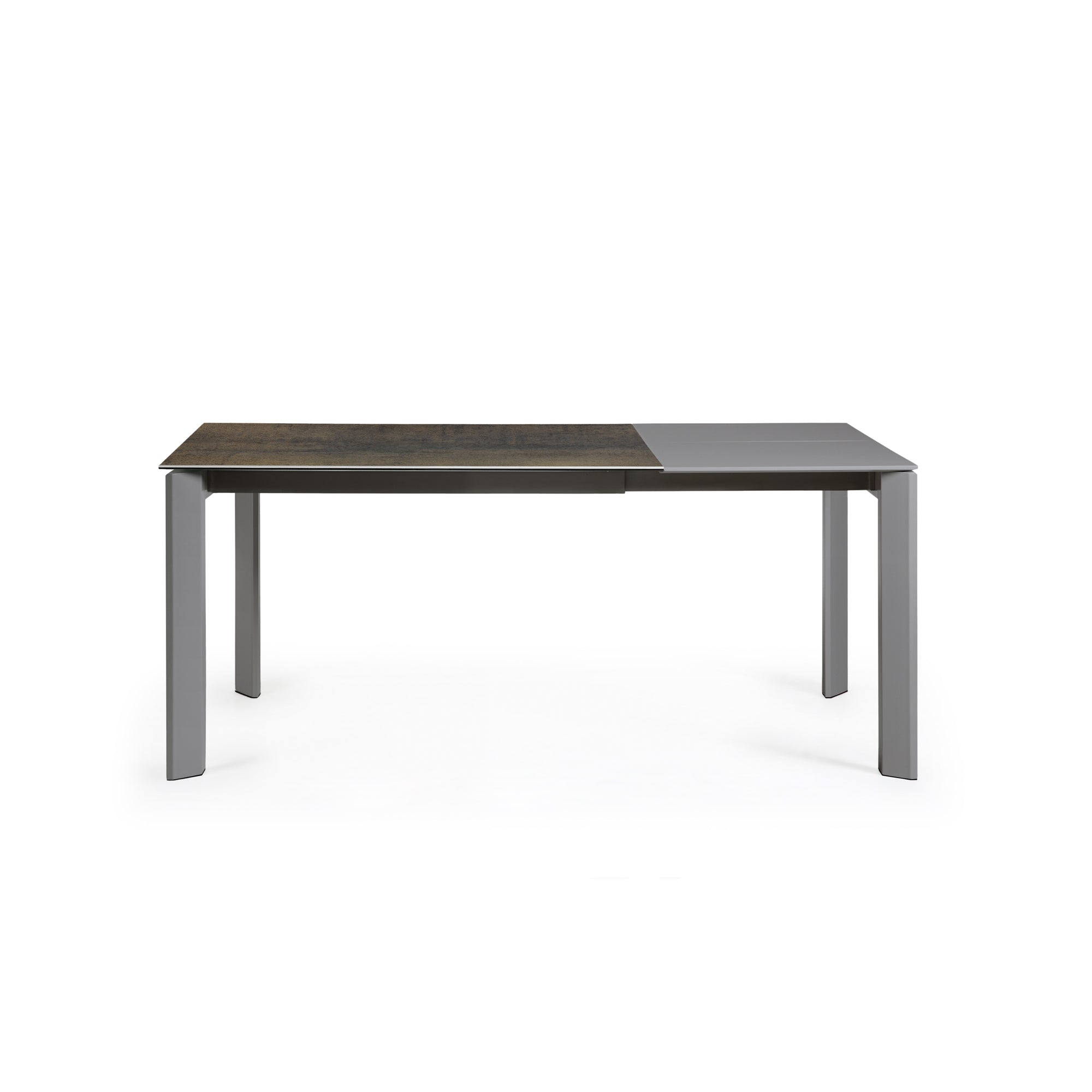 Axis porcelain extendable table with Iron Moss finish and anthracite steel legs 120 (180) cm