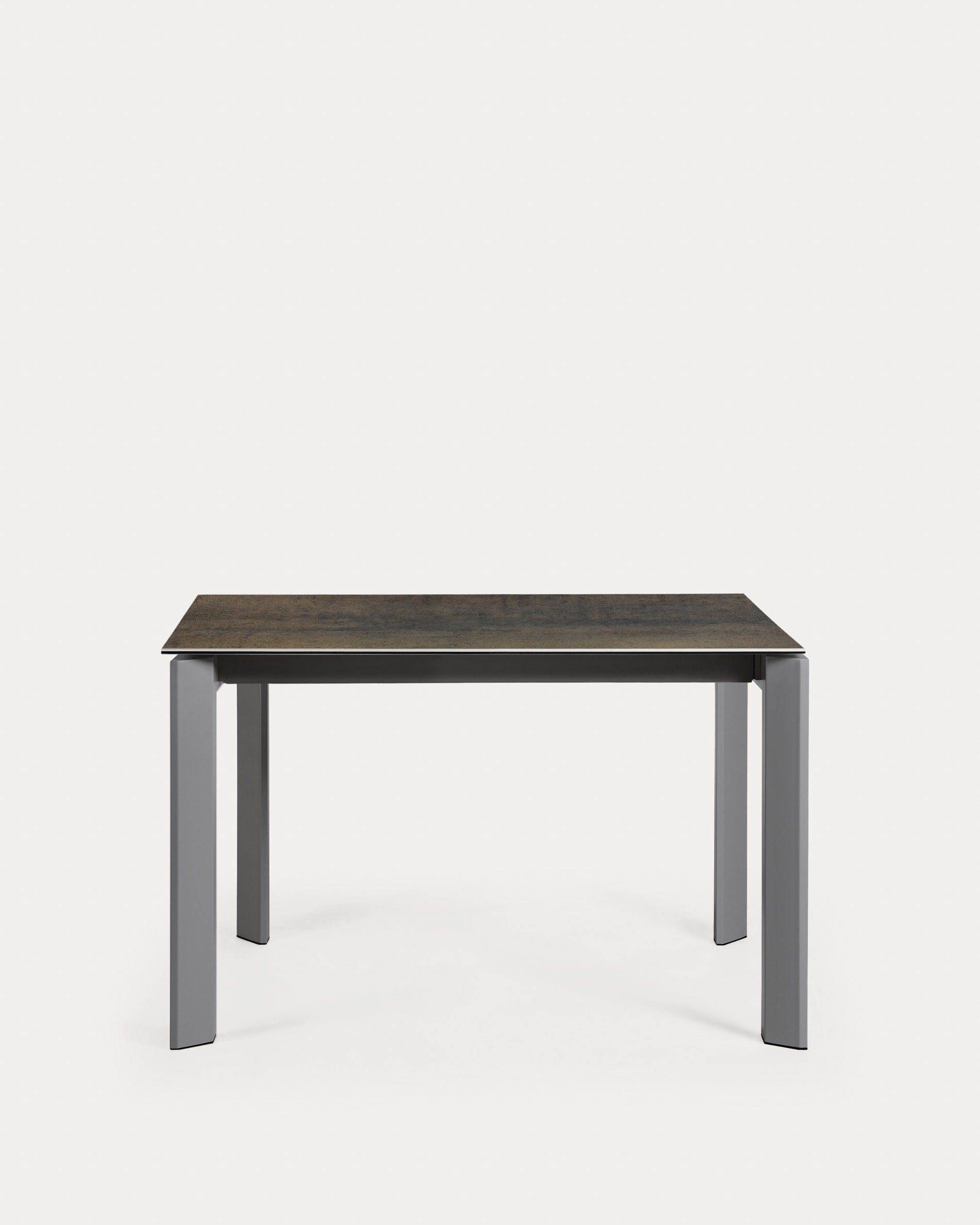 Axis porcelain extendable table with Iron Moss finish and anthracite steel legs 120 (180) cm