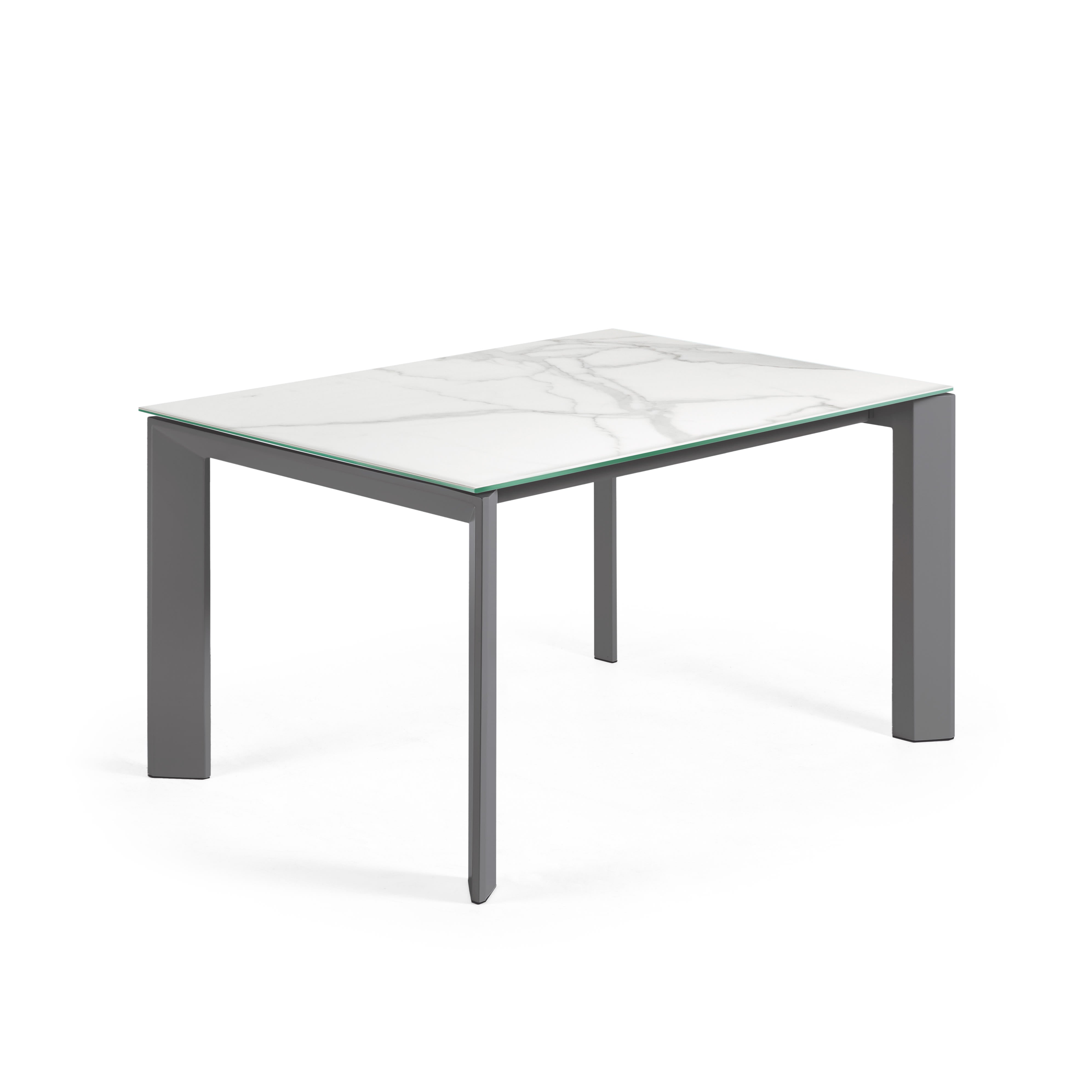 Axis kihúzható porcelán asztal Kalos Blanco befejezéssel és sötétszürke acél lábakkal, 140 (200) cm