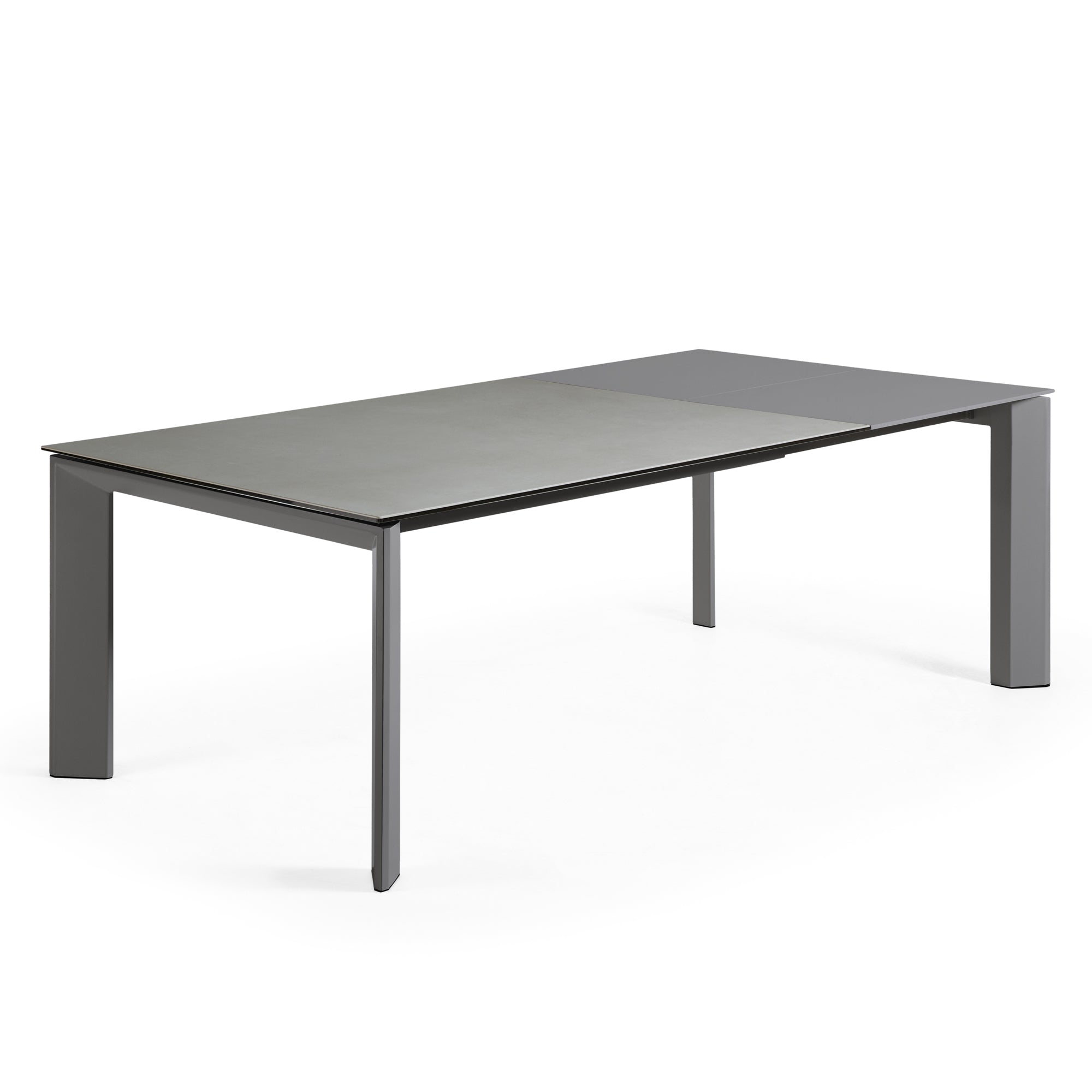 Axis porcelain extendable table with Hydra Lead finish and anthracite legs 160 (220) cm