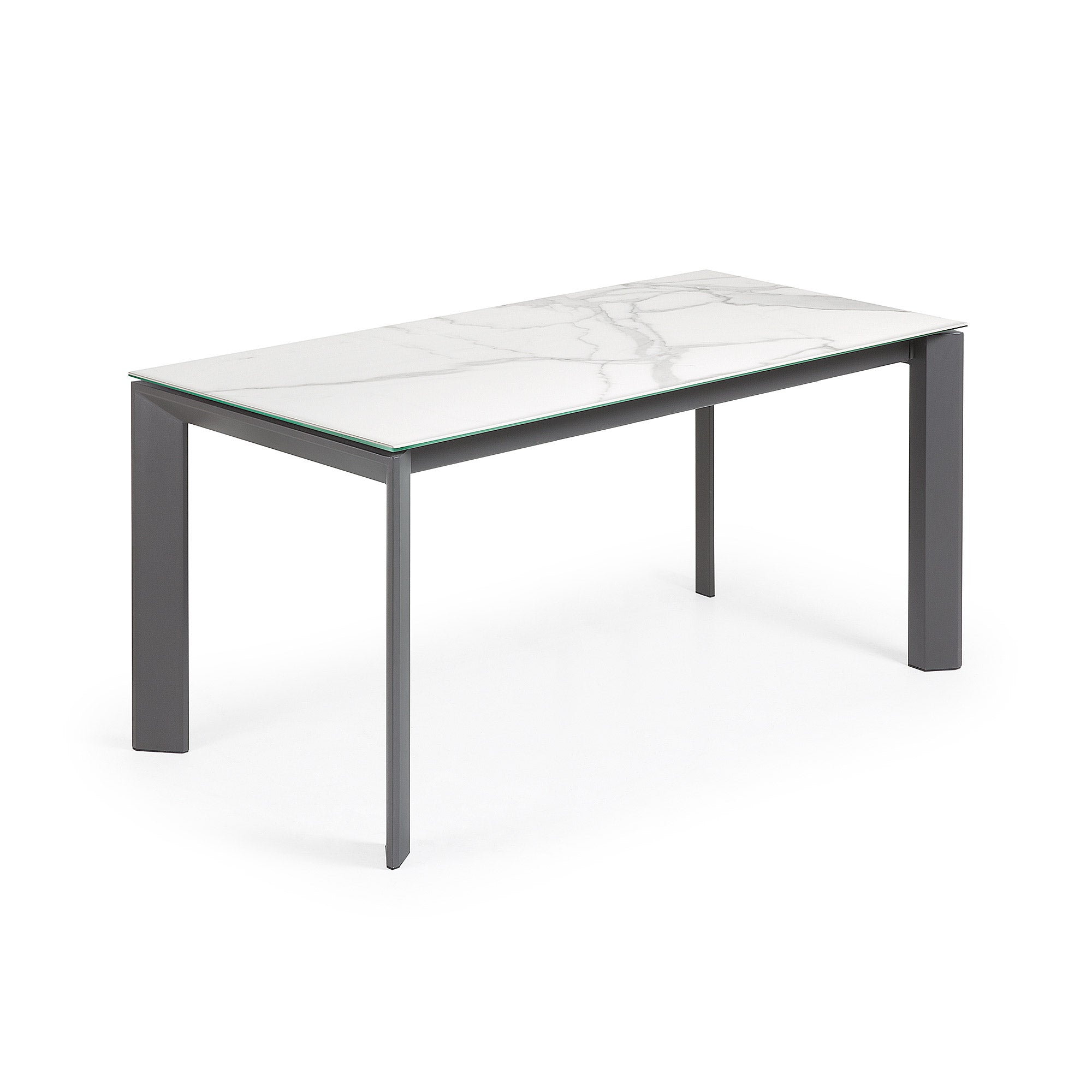 Axis porcelain extendable table in White Kalos finish with anthracite legs 160 (220) cm - Product Image
