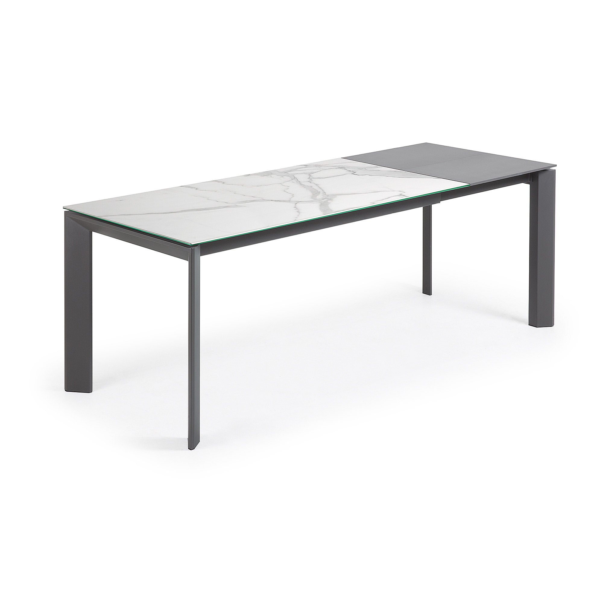Axis porcelain extendable table in White Kalos finish with anthracite legs 160 (220) cm - Product Image