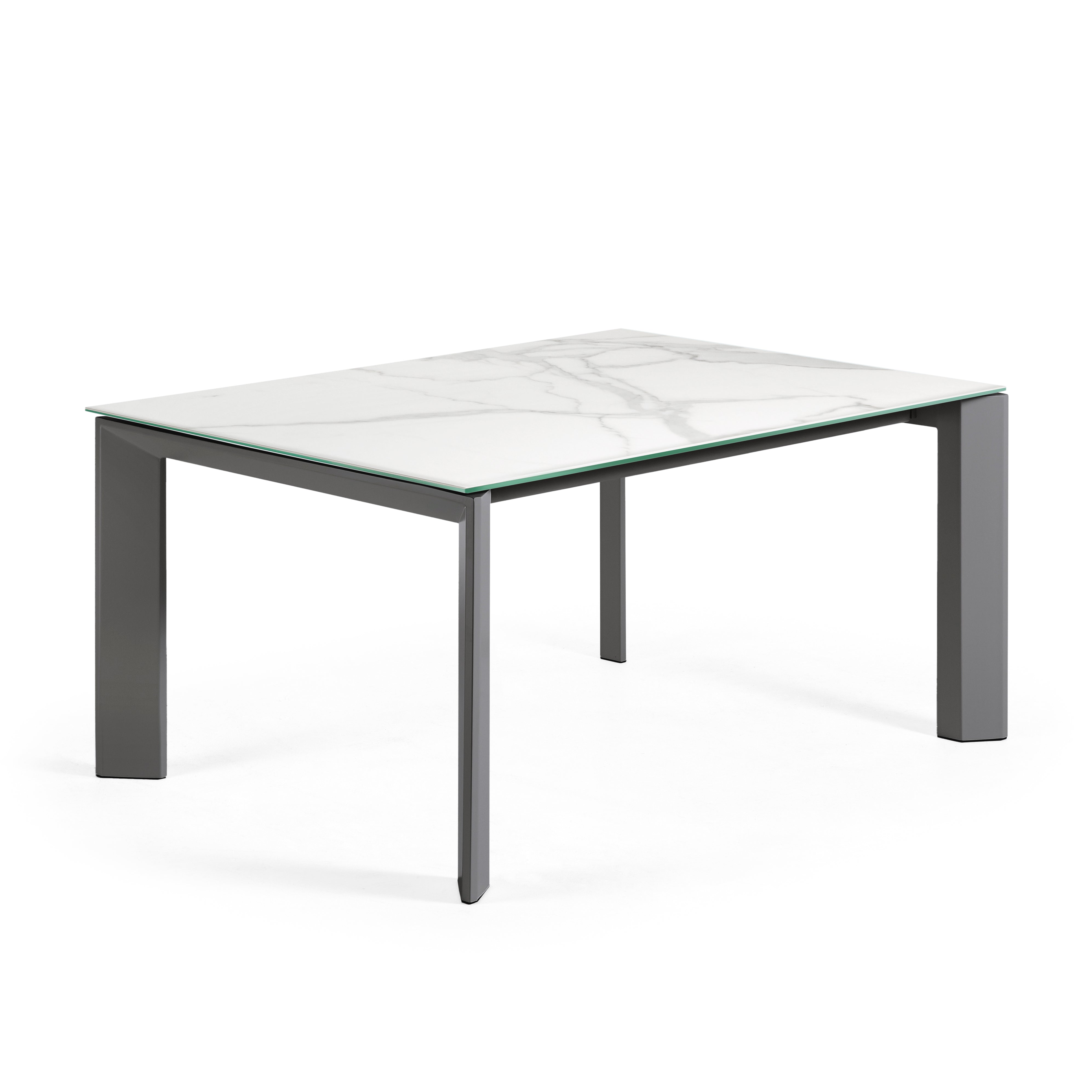 Axis porcelain extendable table in White Kalos finish with anthracite legs 160 (220) cm - Product Image