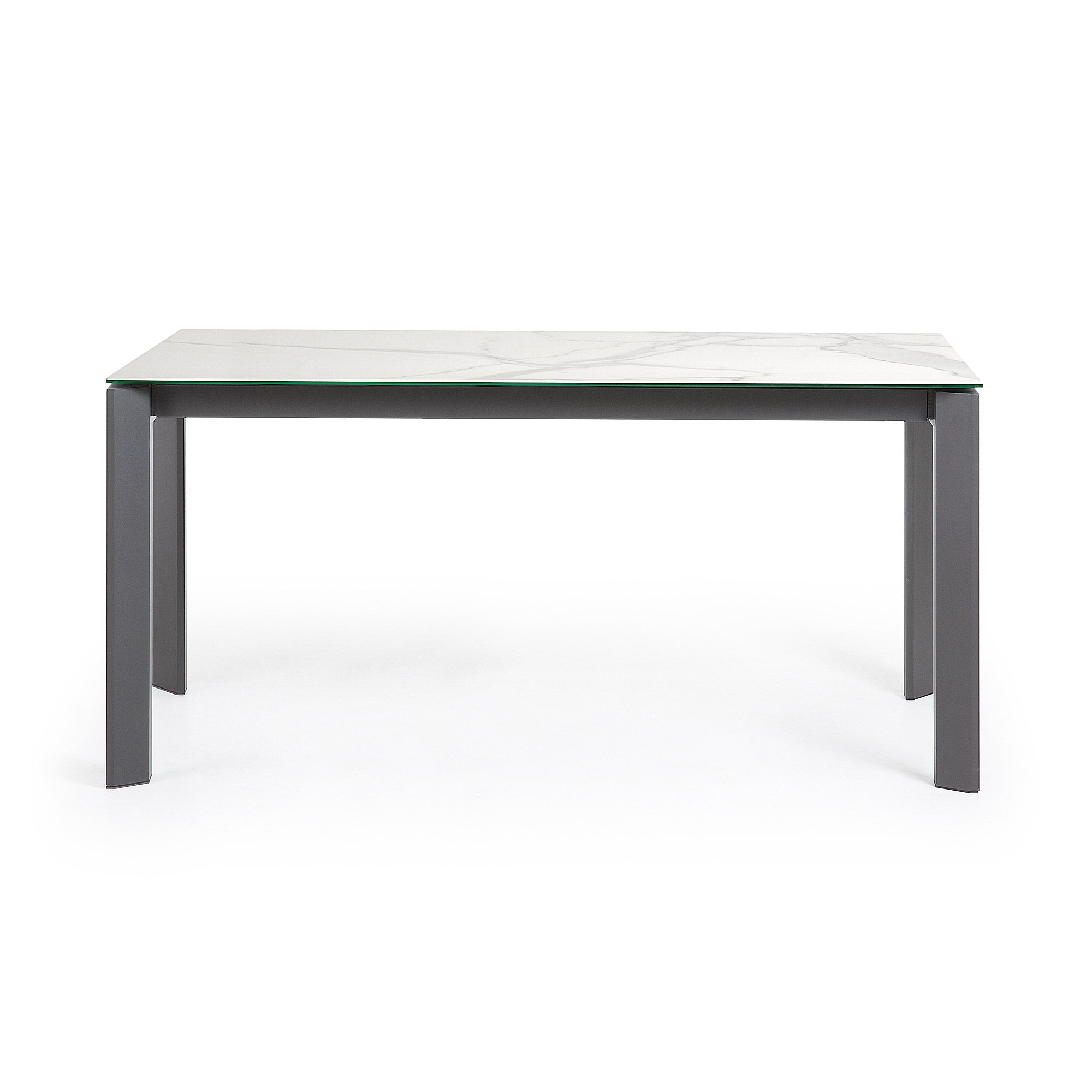 Axis porcelain extendable table in White Kalos finish with anthracite legs 160 (220) cm - Product Image