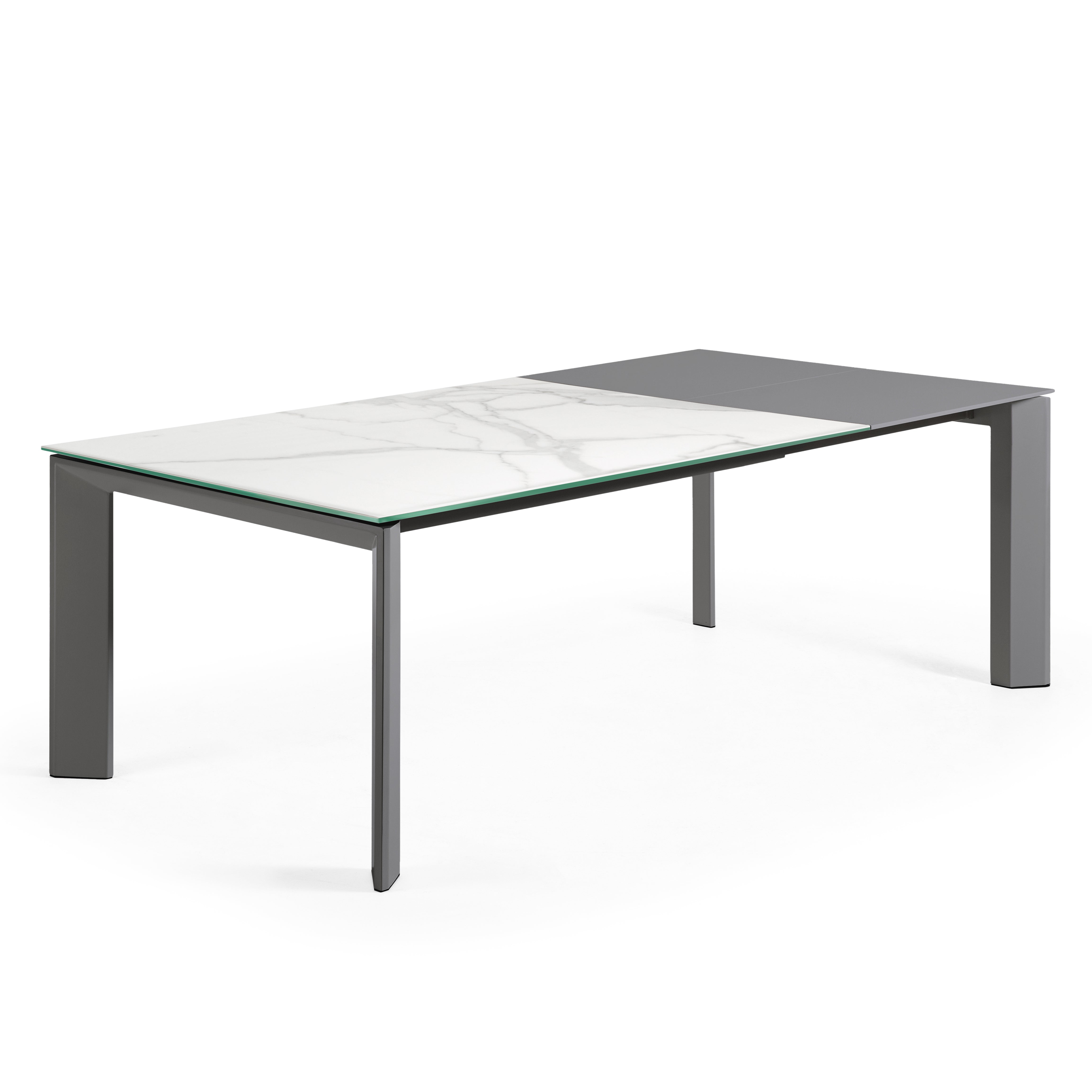 Axis porcelain extendable table in White Kalos finish with anthracite legs 160 (220) cm - Product Image